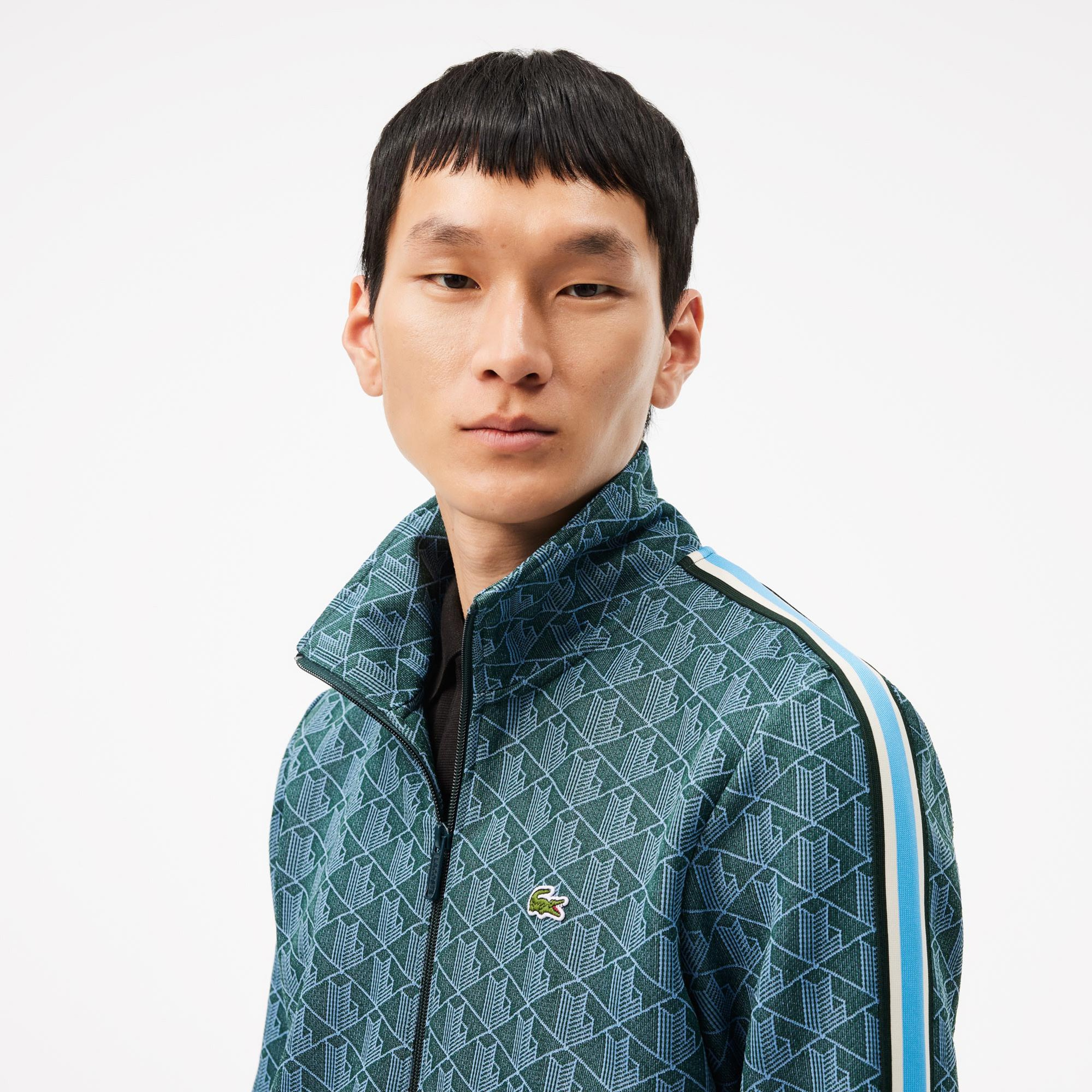 Lacoste Erkek Regular Fit Fermuarlı Monogram Yeşil Sweatshirt