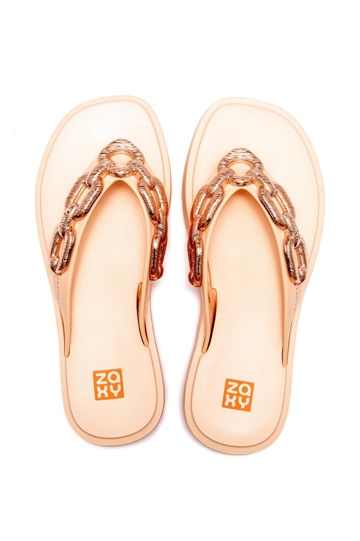 Chain Kadın Parmak Arası Terlik Koyu Bej 35/40