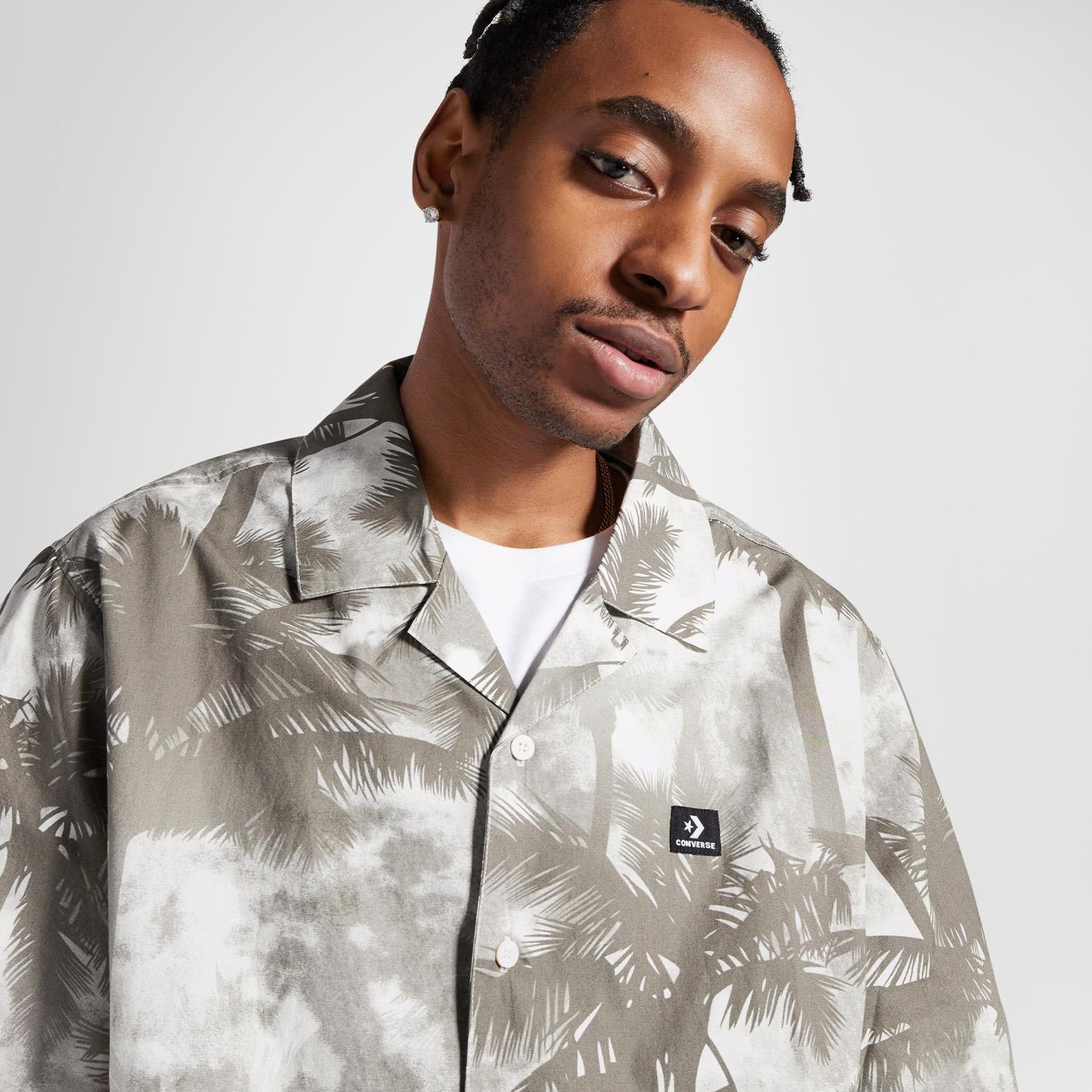 Converse Erkek Gri Desenli Gömlek