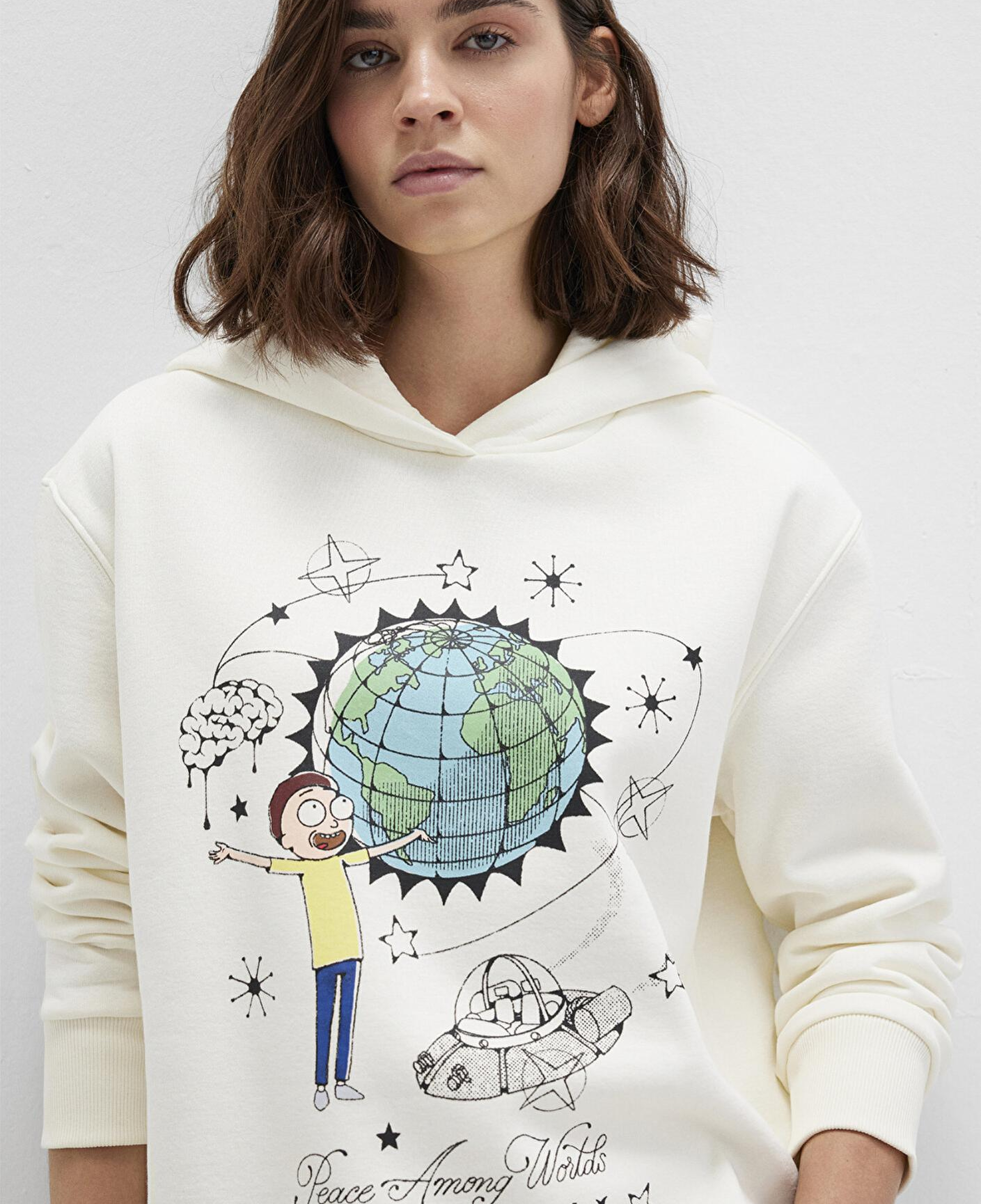 Mavi Rick And Morty Baskılı Ekru Sweatshirt 1S10468-80194