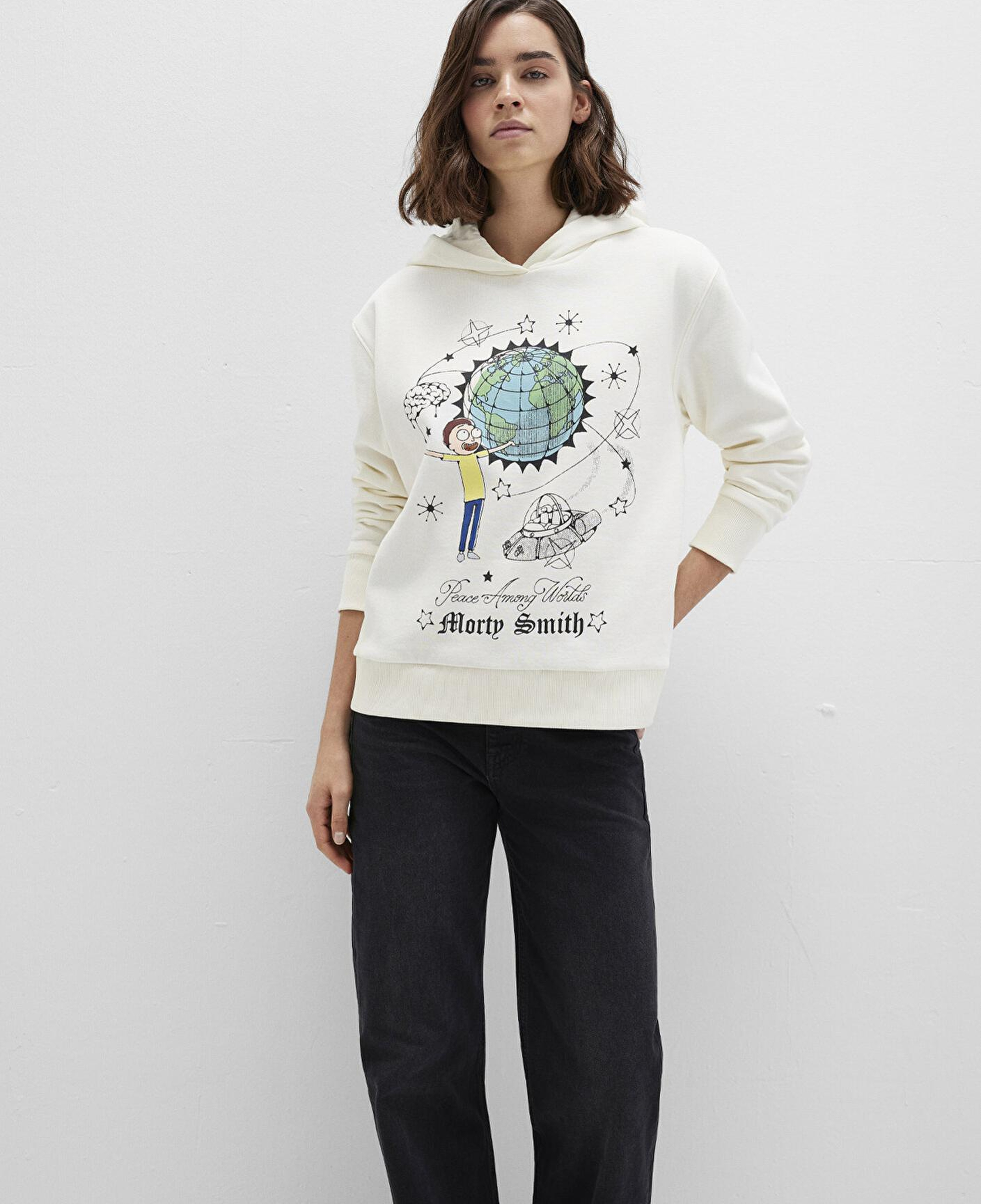 Mavi Rick And Morty Baskılı Ekru Sweatshirt 1S10468-80194