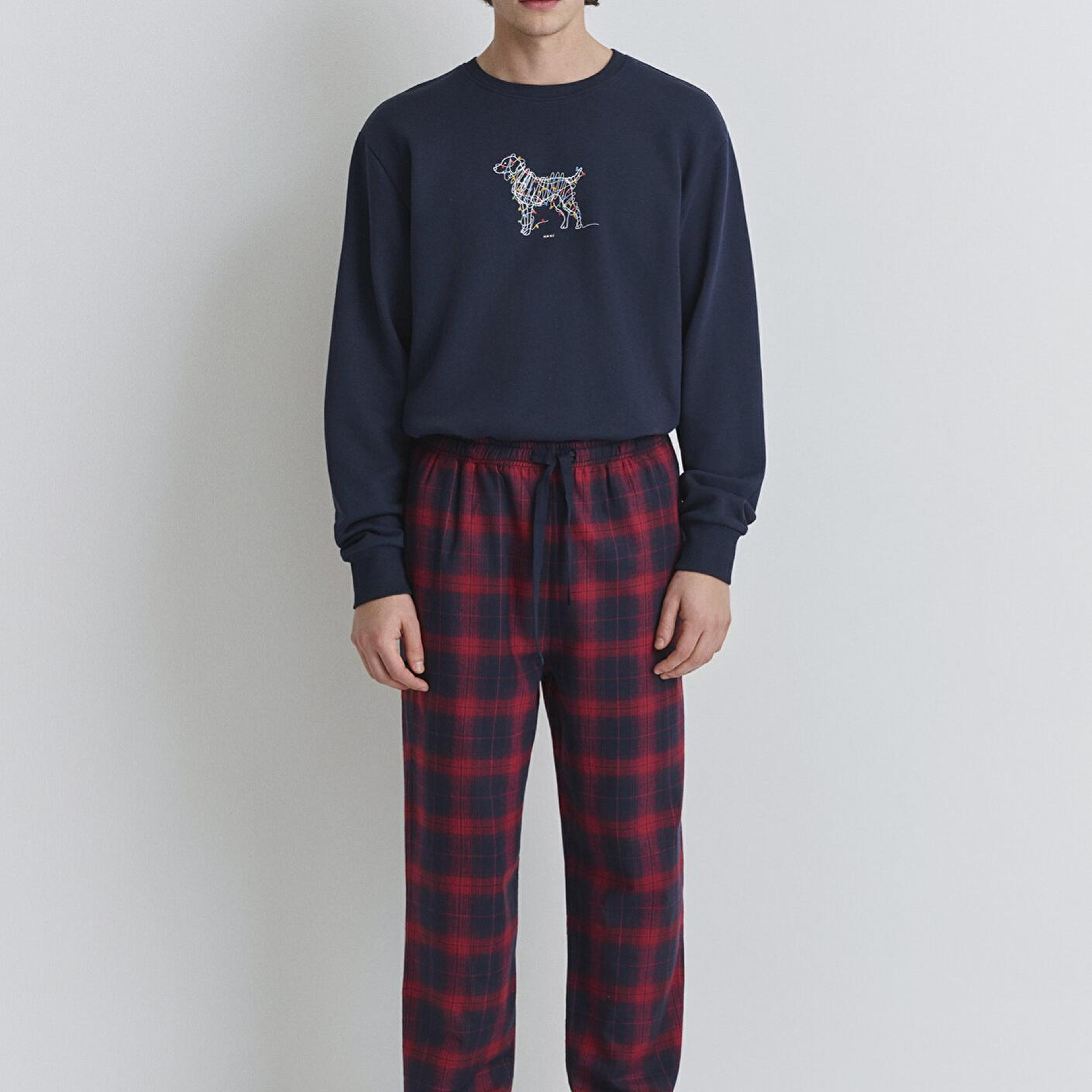 Mavi Yılbaşı Temalı Ekose Pantolon 0010570-84538