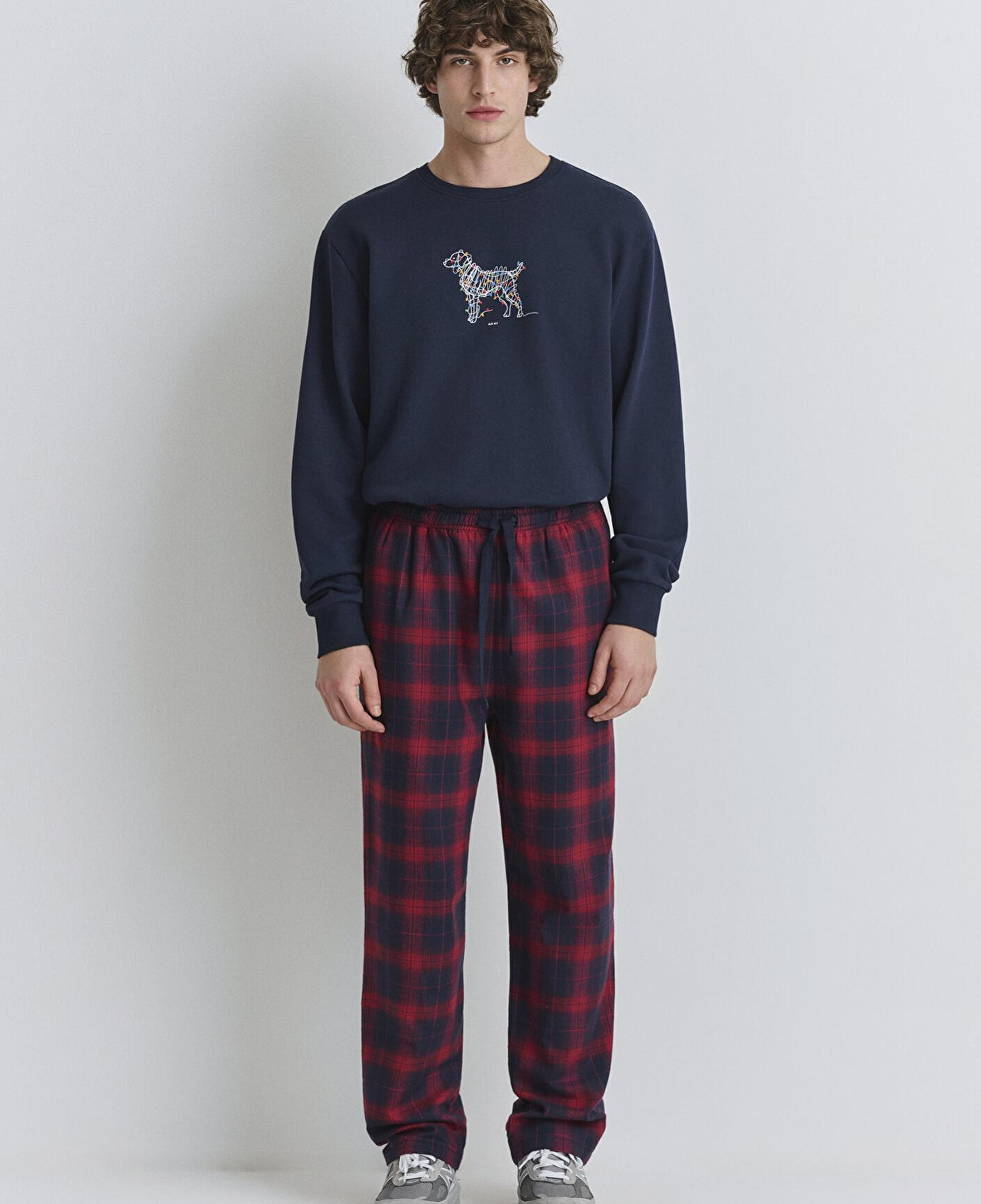 Mavi Yılbaşı Temalı Ekose Pantolon 0010570-84538