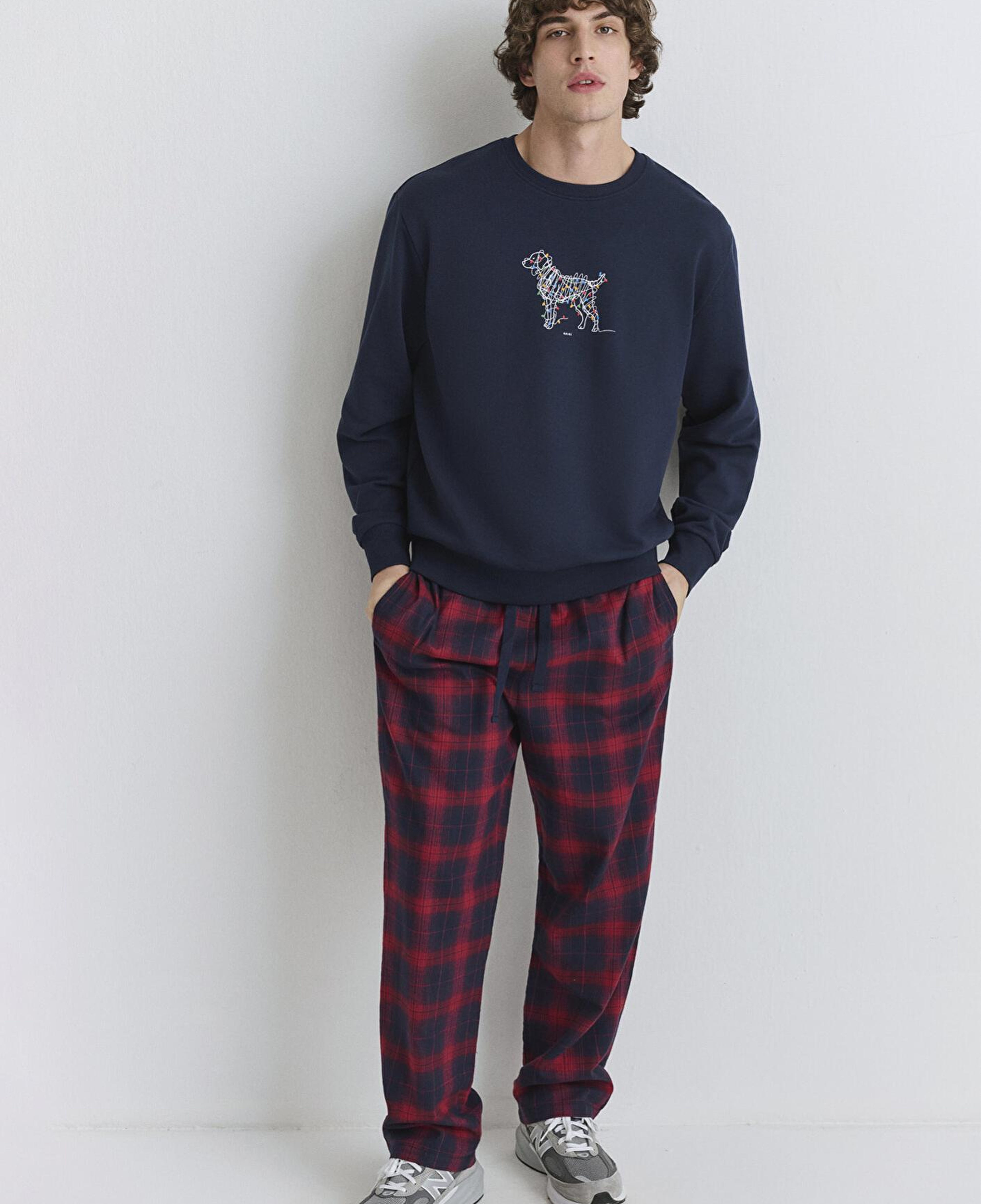 Mavi Yılbaşı Temalı Ekose Pantolon 0010570-84538