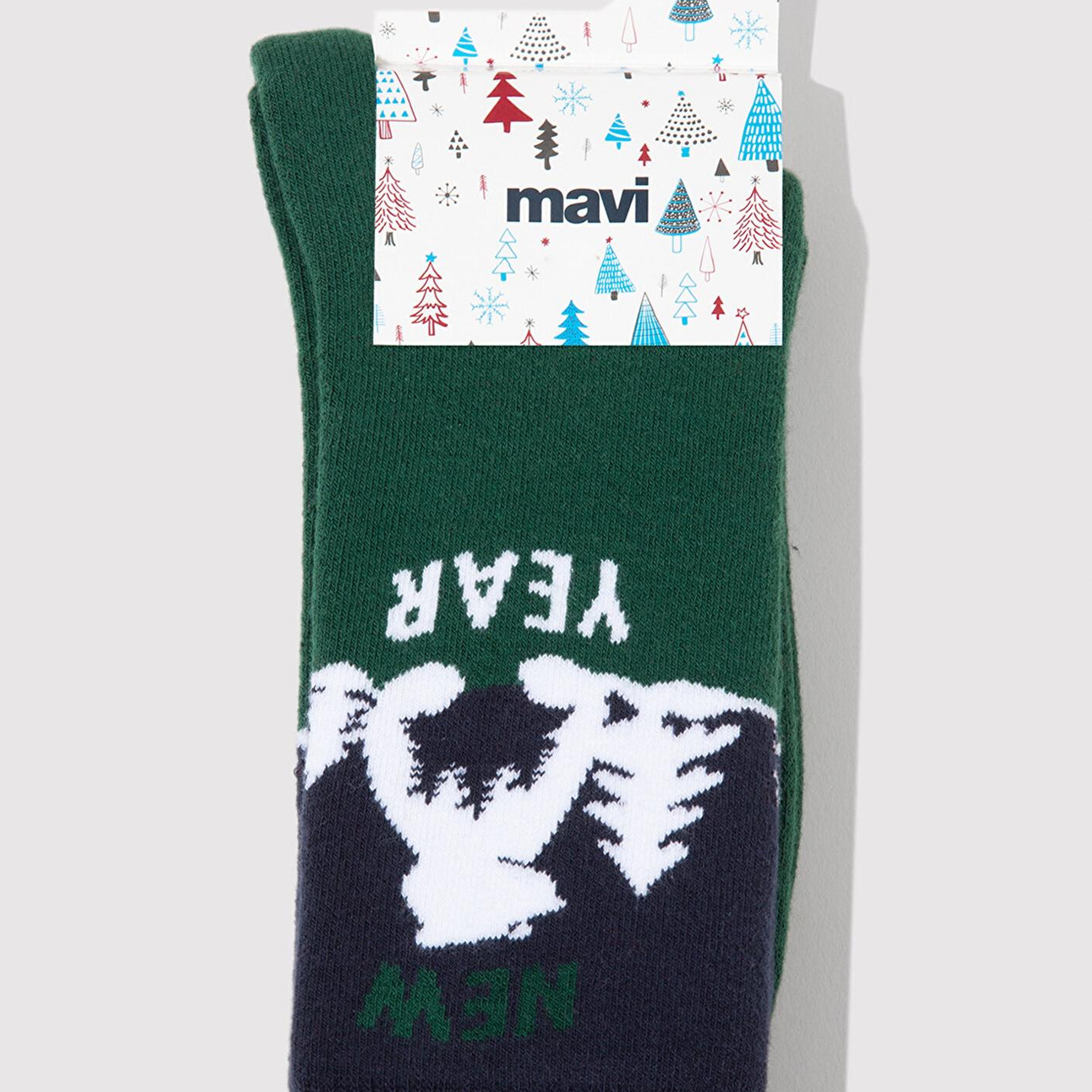 Mavi Yılbaşı Temalı Yeşil Soket Çorap 0912112-71893