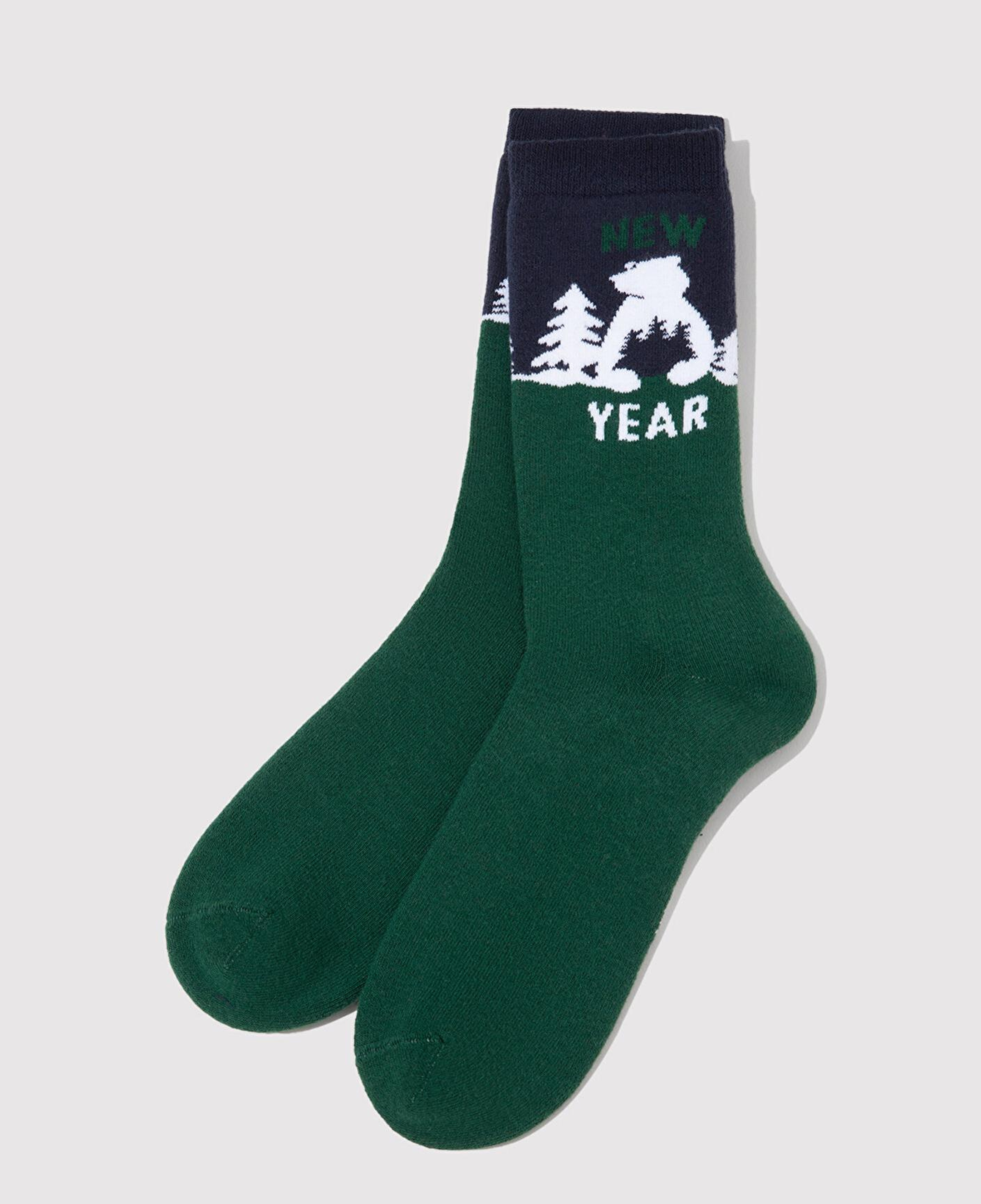 Mavi Yılbaşı Temalı Yeşil Soket Çorap 0912112-71893