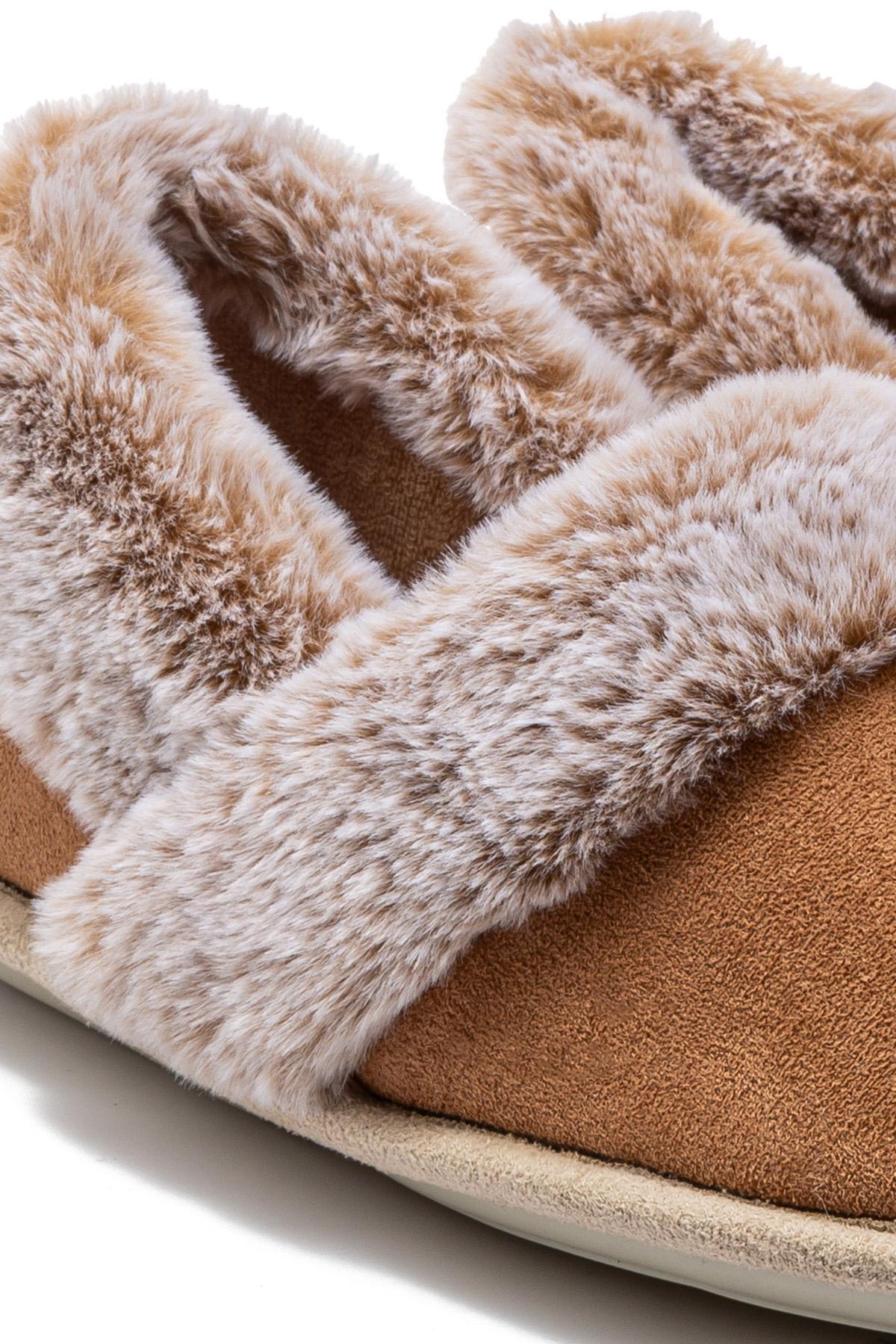 Niki Kadın Peluş Ev Ayakkabısı Koyu Bej 37/41