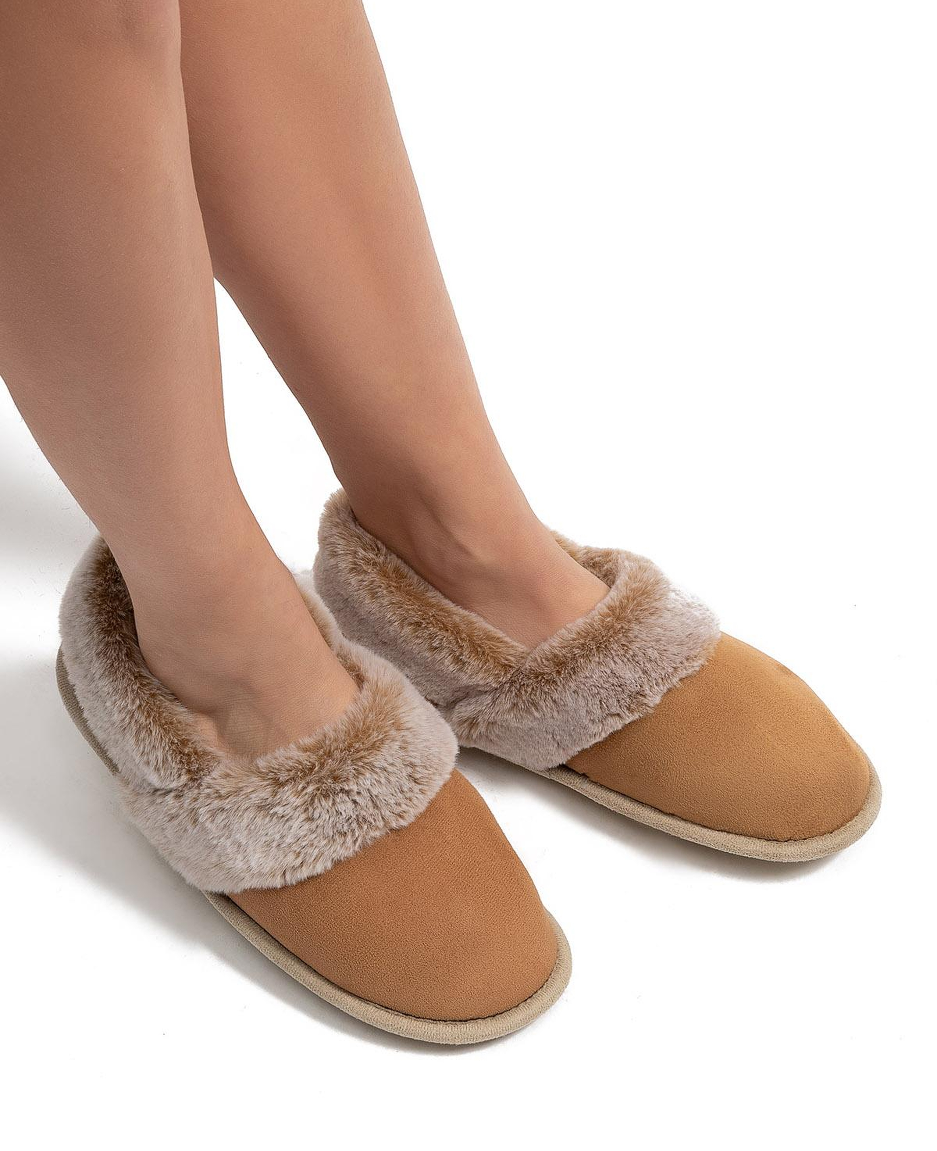 Niki Kadın Peluş Ev Ayakkabısı Koyu Bej 37/41