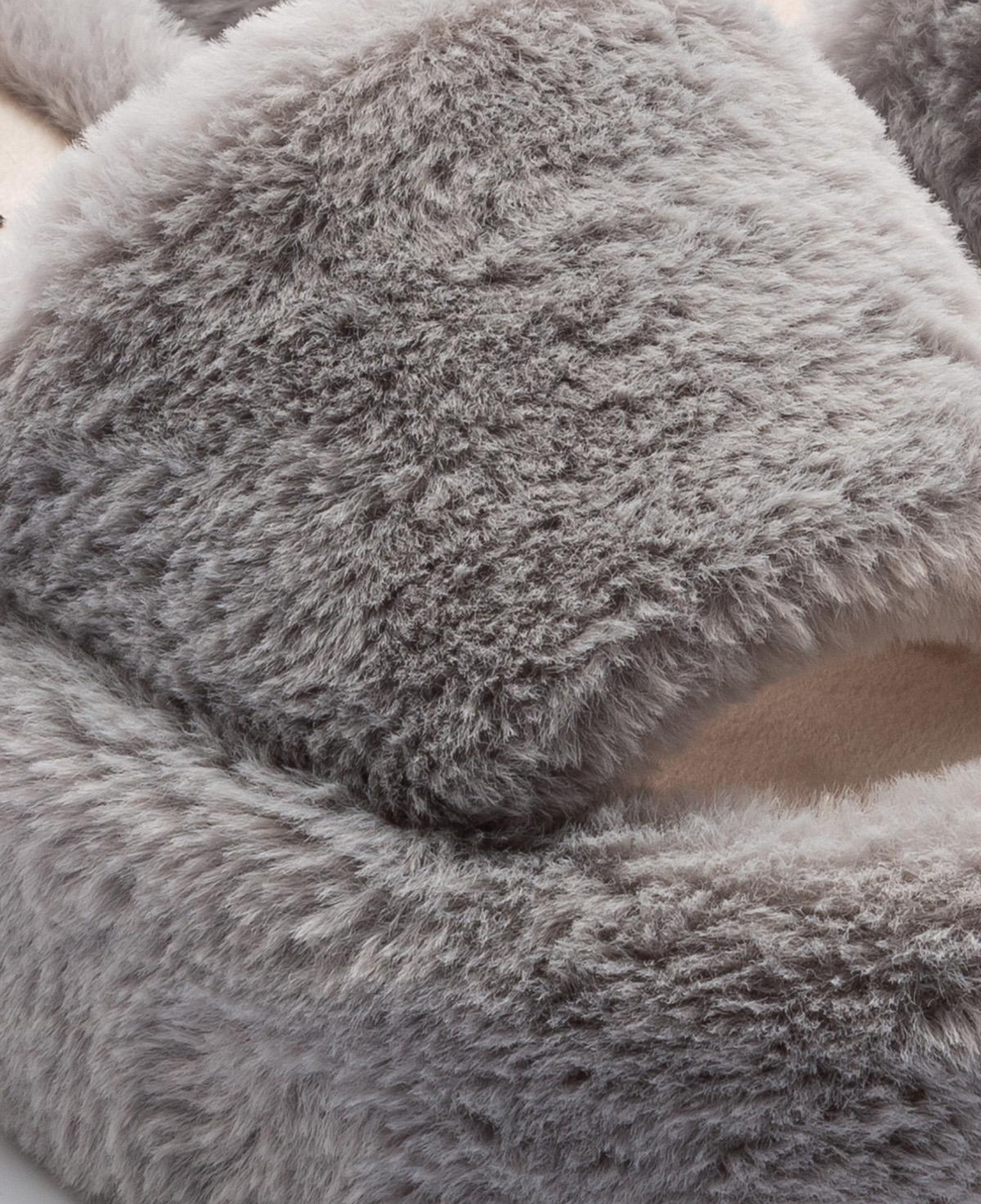 Lili Peluş Kadın Topuklu Ev Terliği Gri 36/40