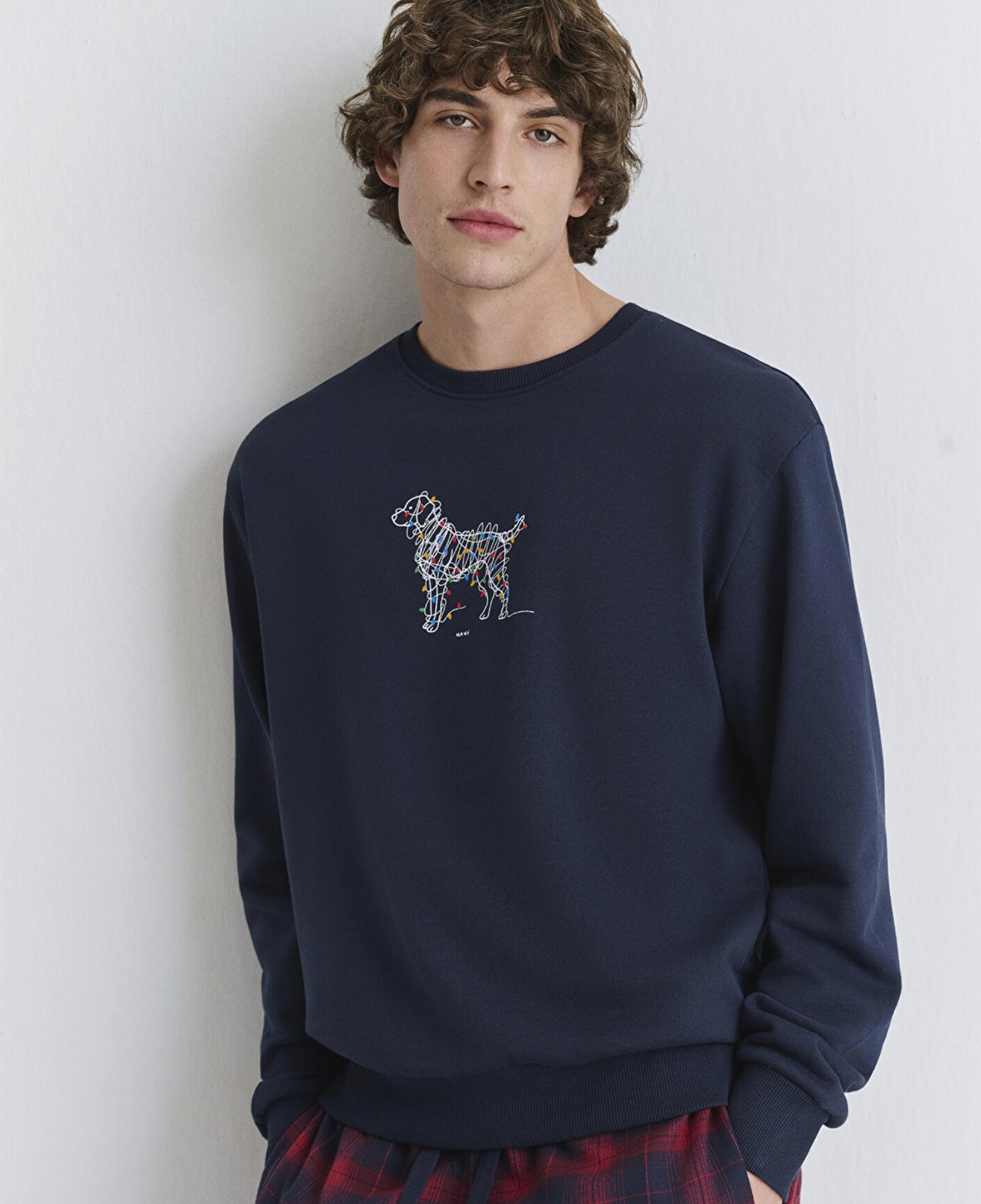 Mavi Yılbaşı Temalı Lacivert Sweatshirt 0S10553-82318