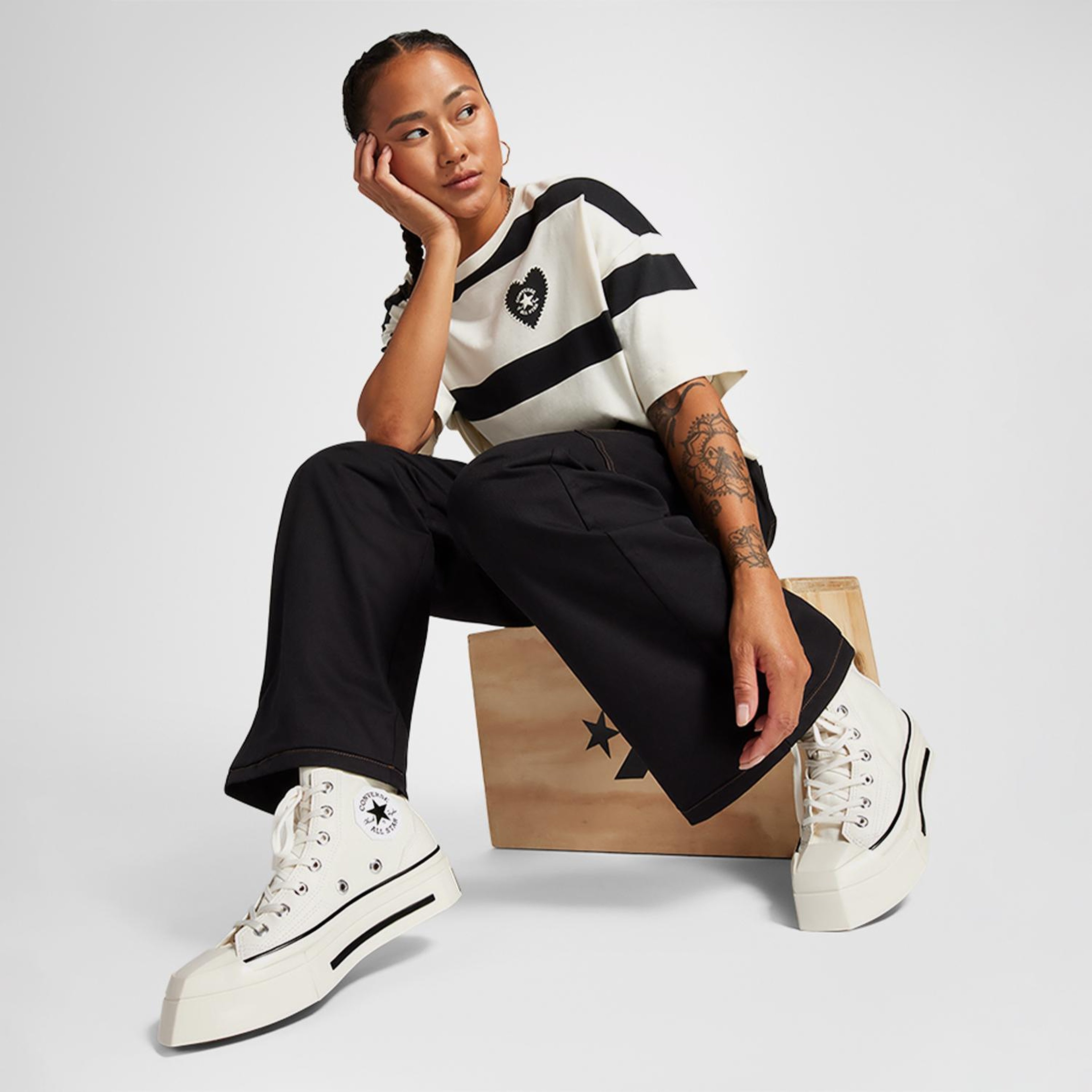 Converse Chuck 70 De Luxe Squared Unisex Krem Platform Sneaker