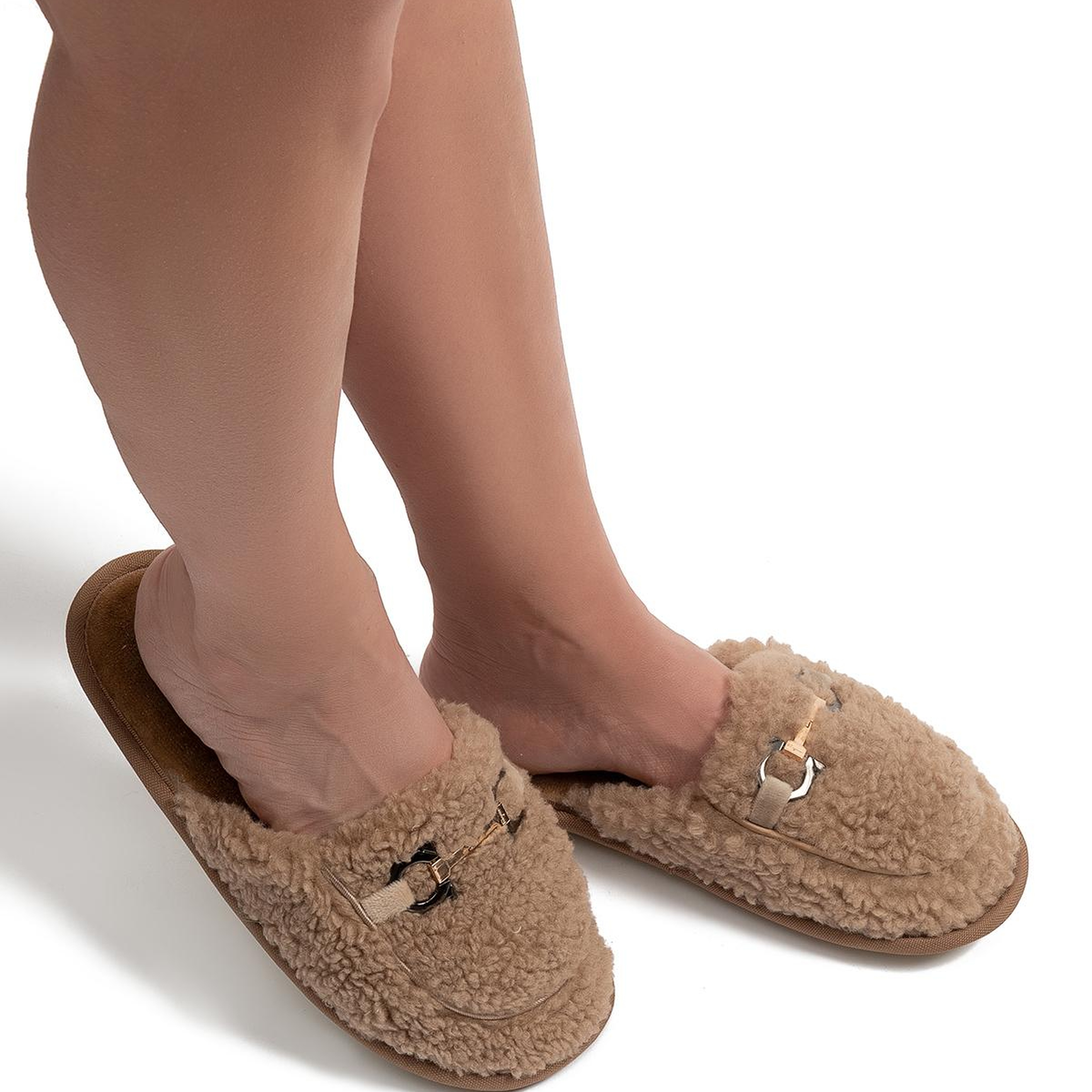 Siya Kadın Peluş Ev Terliği Bej 37/41