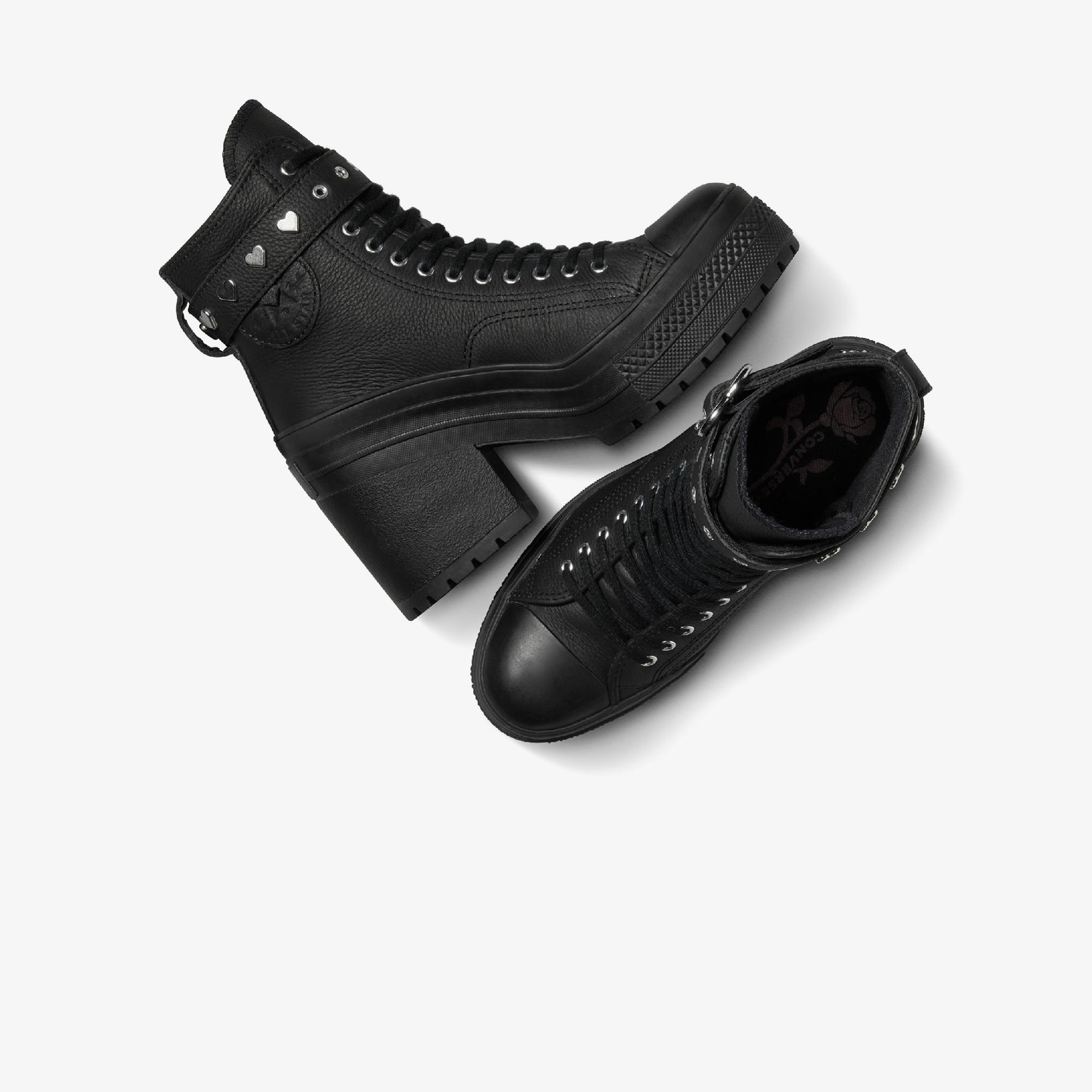 Converse Chuck 70 De Luxe Heel Unisex Siyah Deri Platform Dark Romance Sneaker