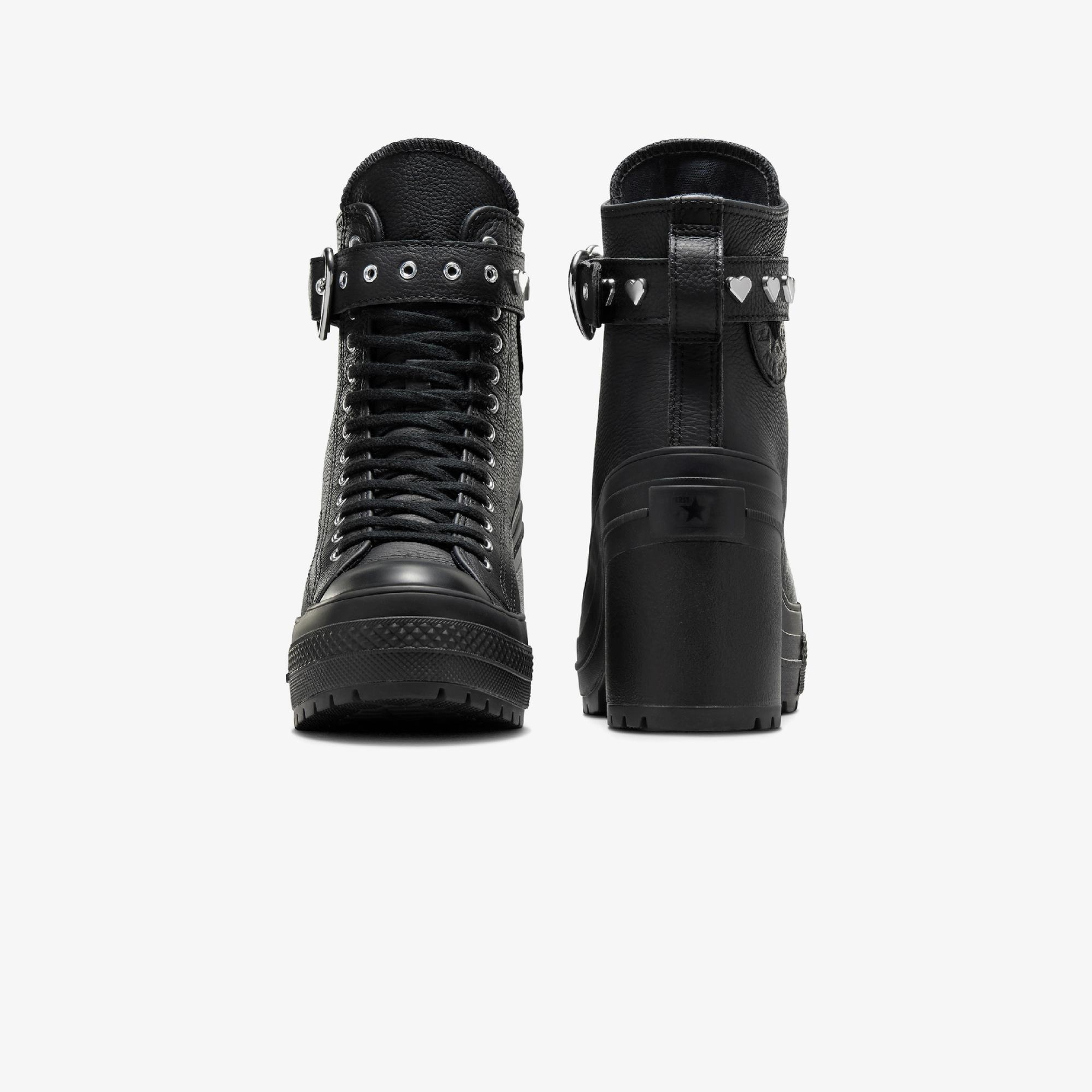 Converse Chuck 70 De Luxe Heel Unisex Siyah Deri Platform Dark Romance Sneaker