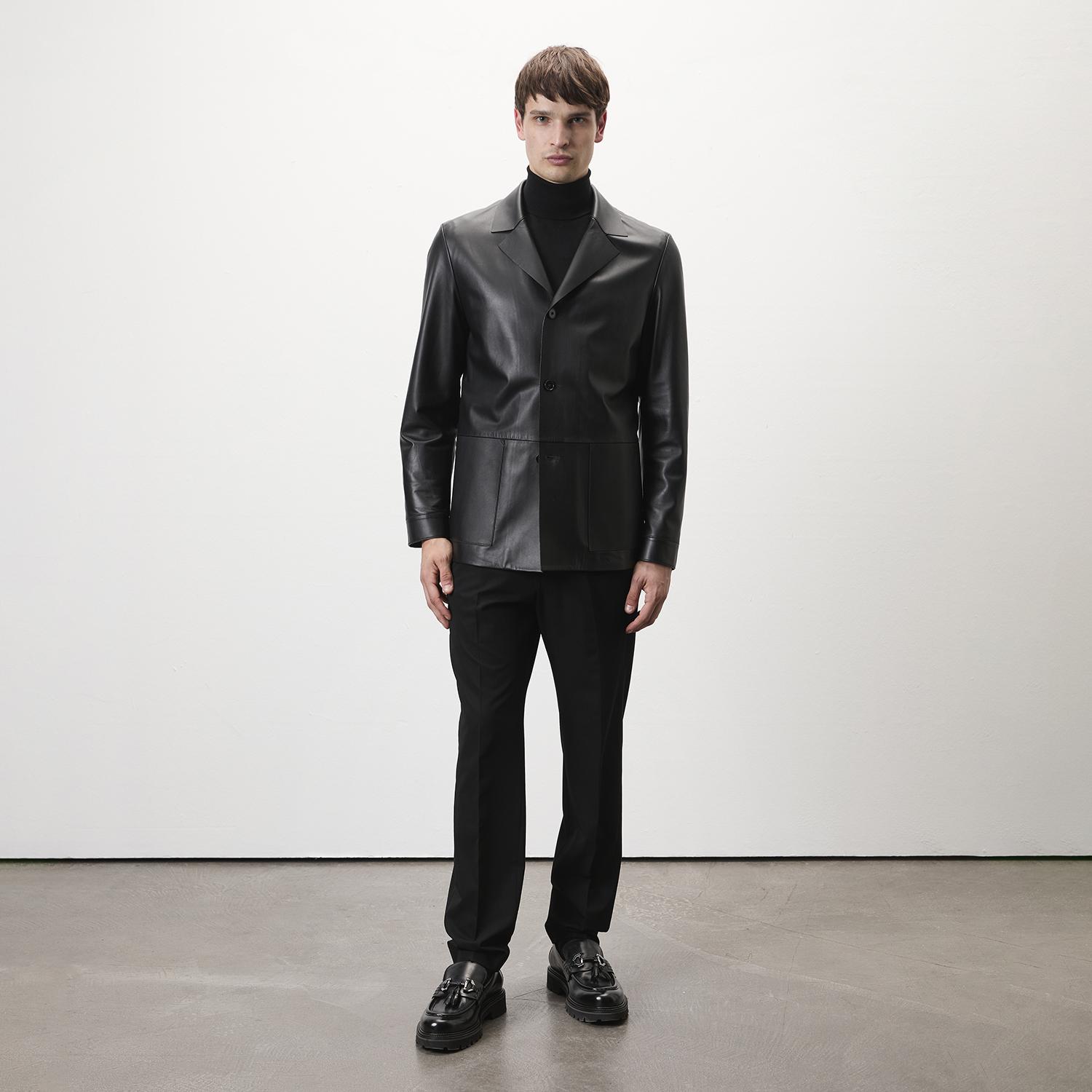 Auburn Siyah Erkek Deri Blazer Ceket