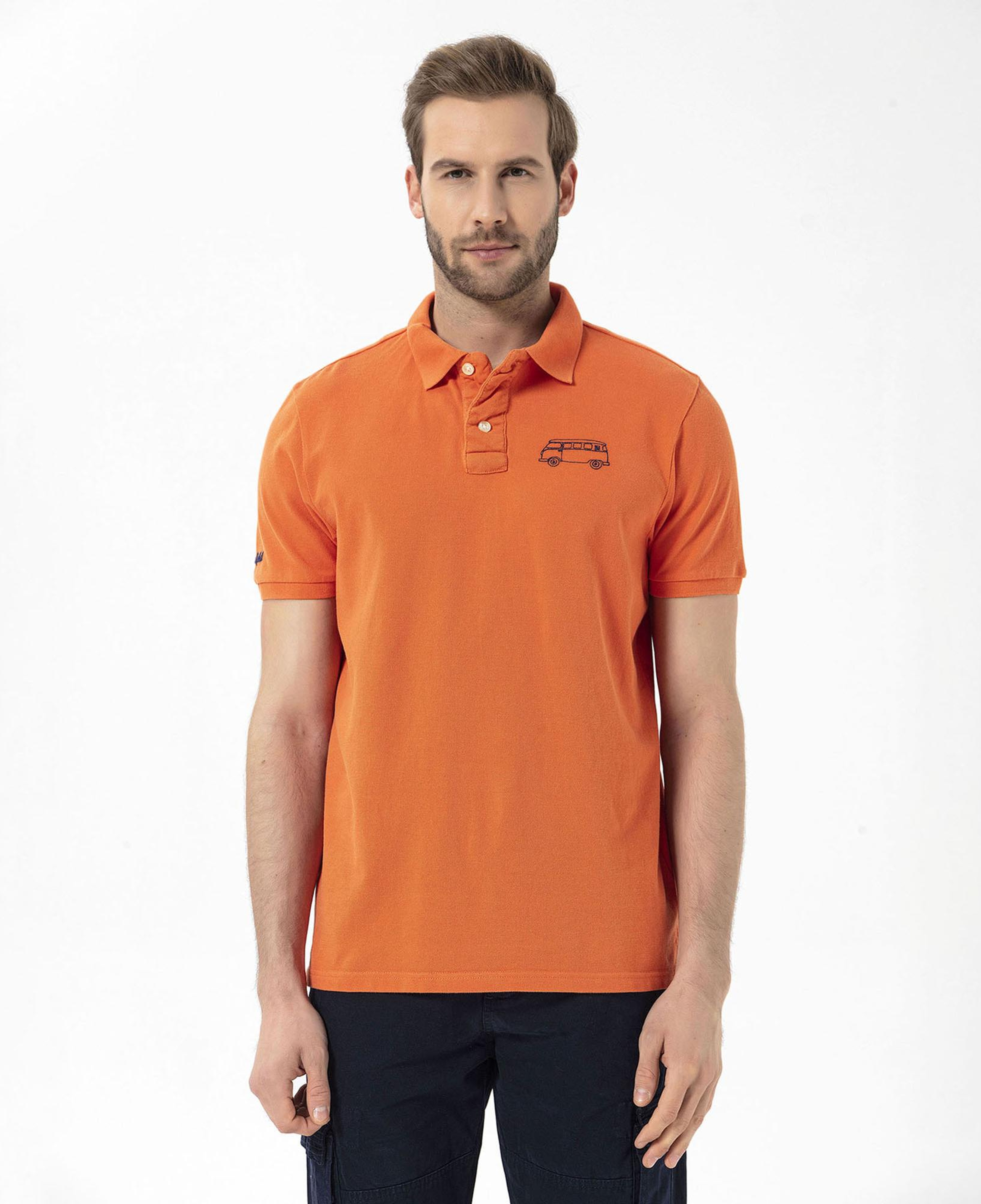 Routefield Post Erkek Turuncu Polo Tişört