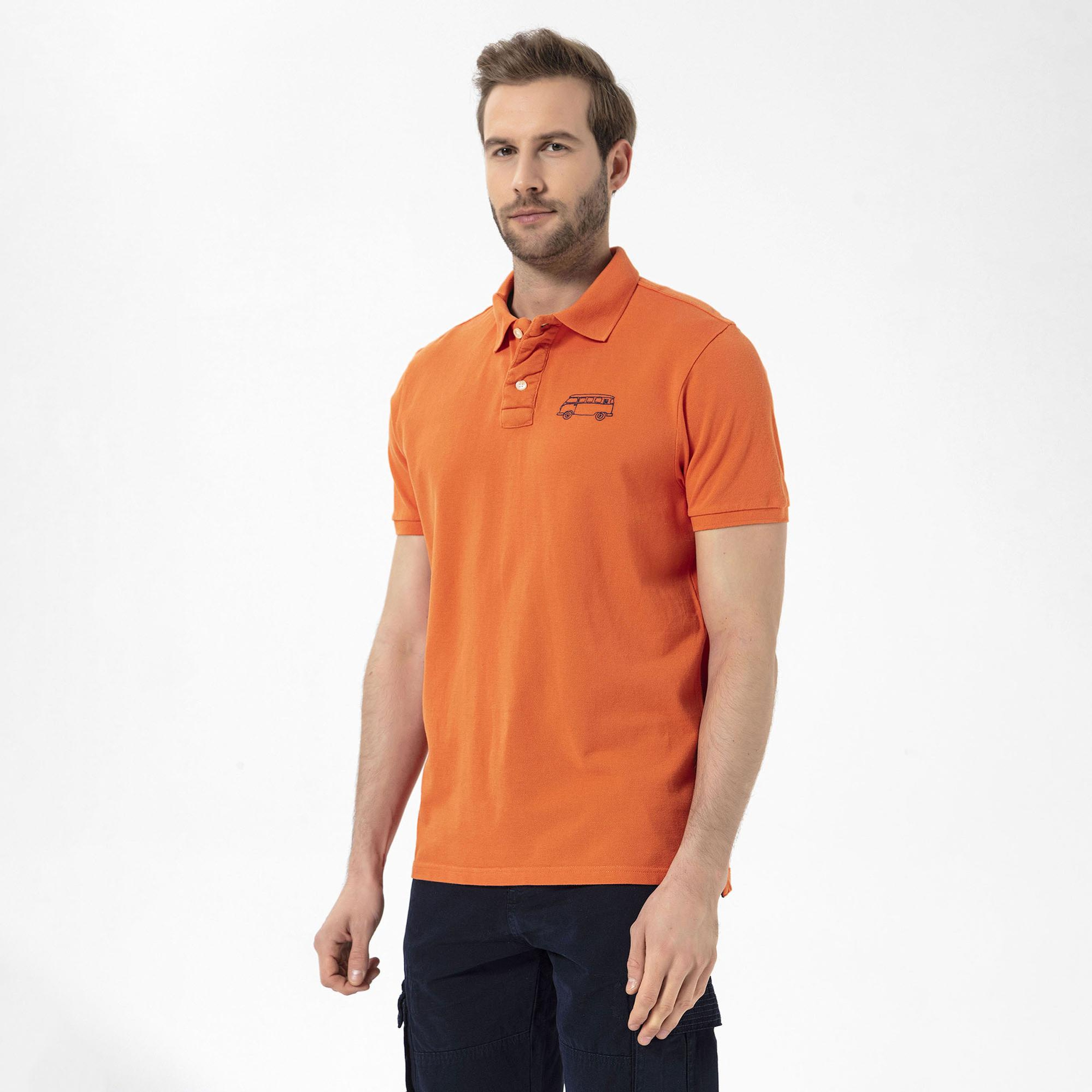 Routefield Post Erkek Turuncu Polo Tişört