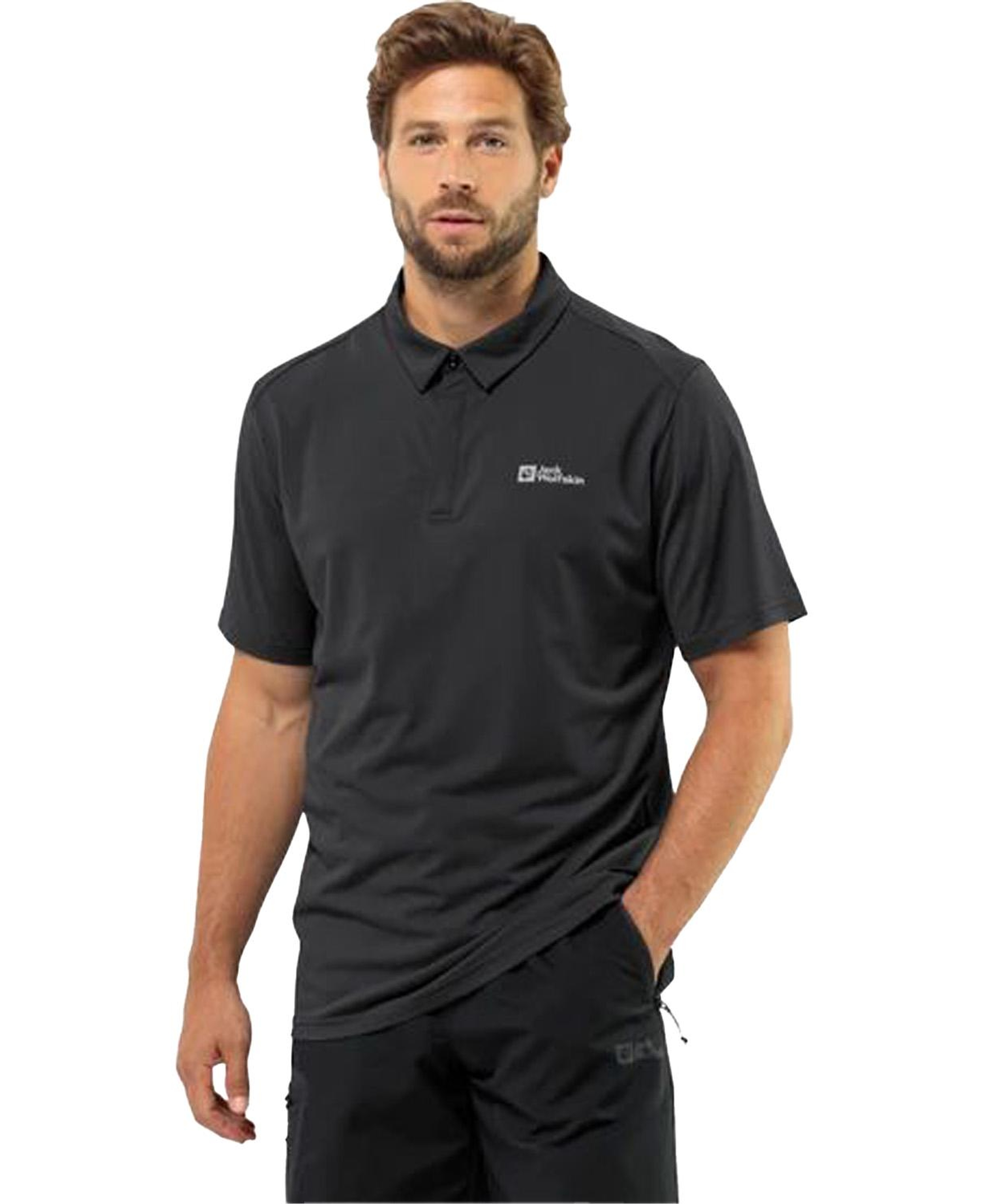 Jack Wolfskin Delgami Polo Erkek Siyah Polo Tişört
