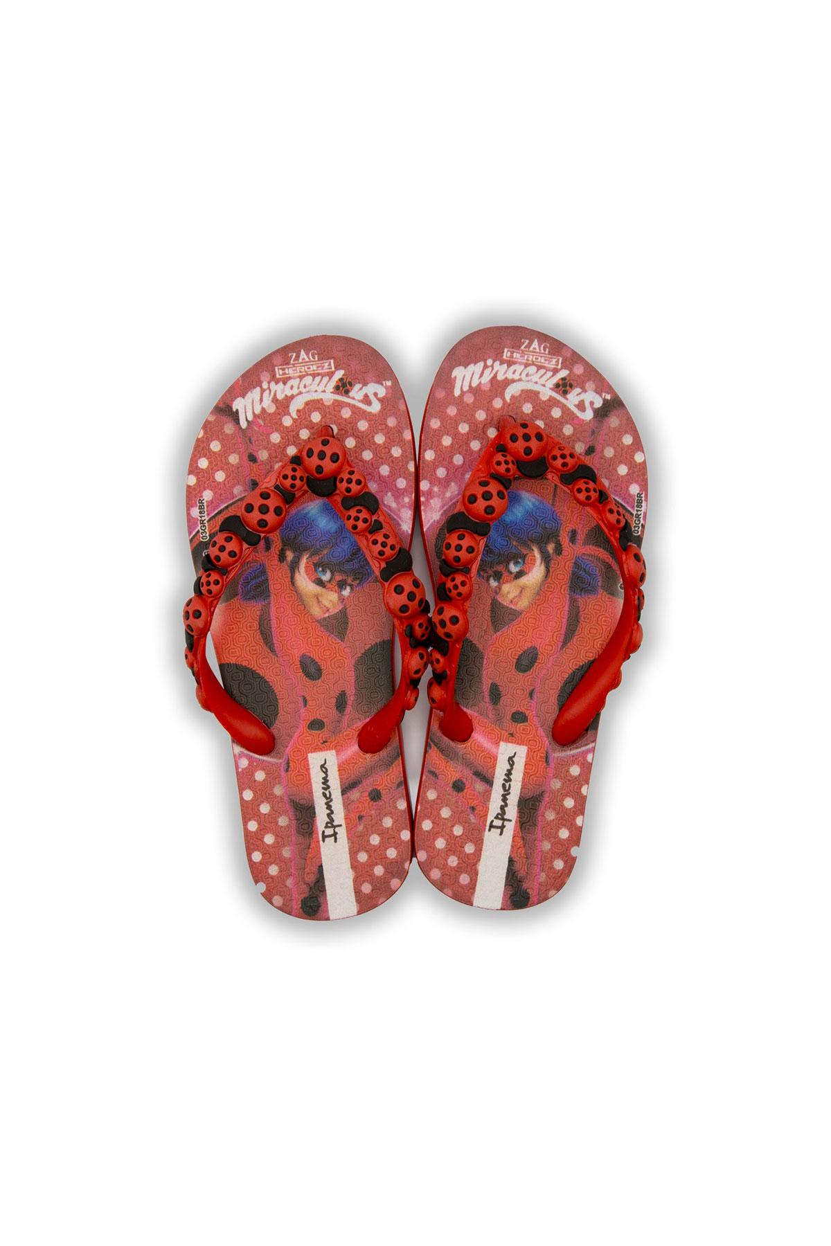 Ladybug Çocuk Parmak Arası Terlik Siyah Kırmızı 30/35