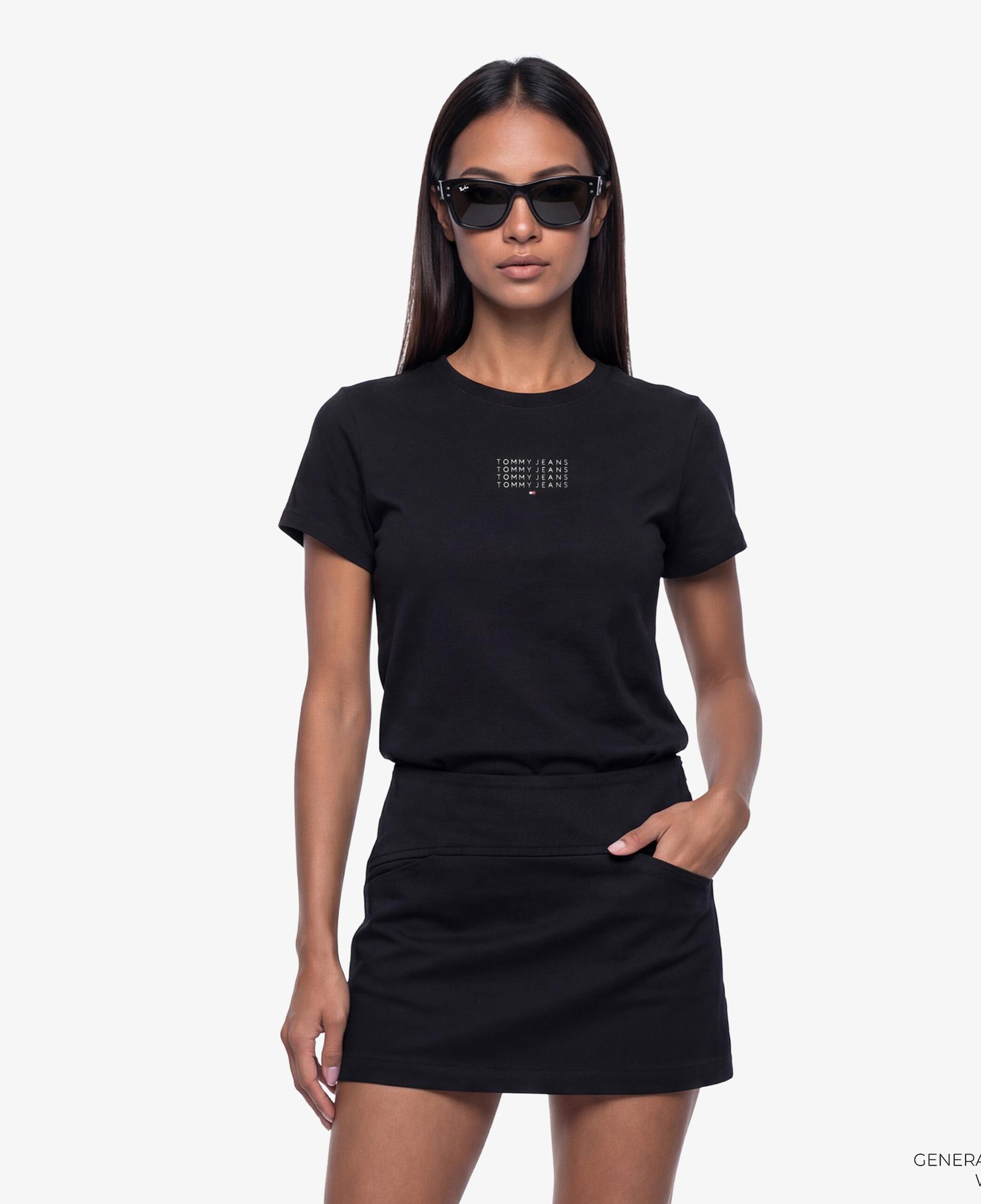 Tommy Hilfiger Linear Kadın Siyah T-Shirt