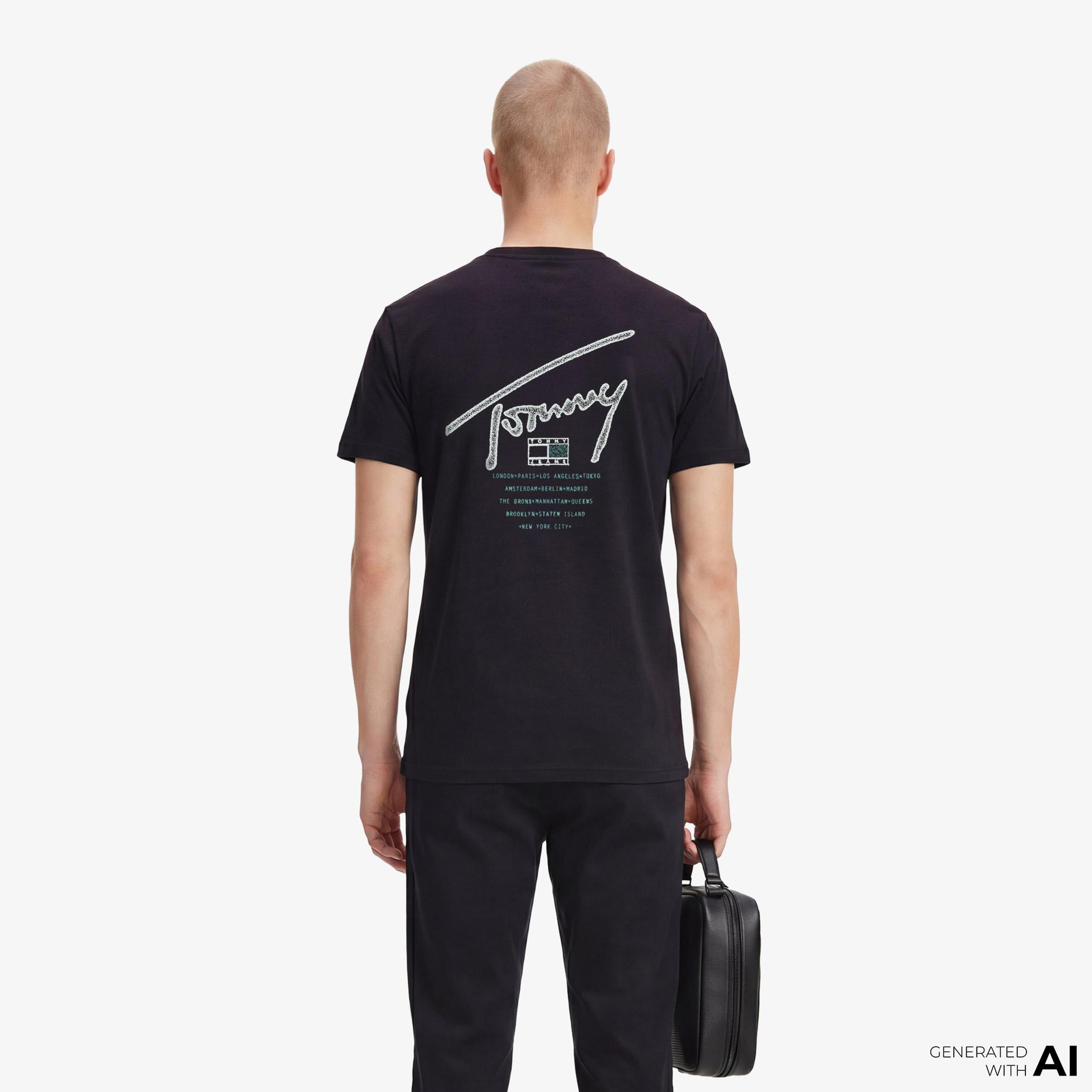 Tommy Hilfiger Signature Erkek Siyah T-Shirt