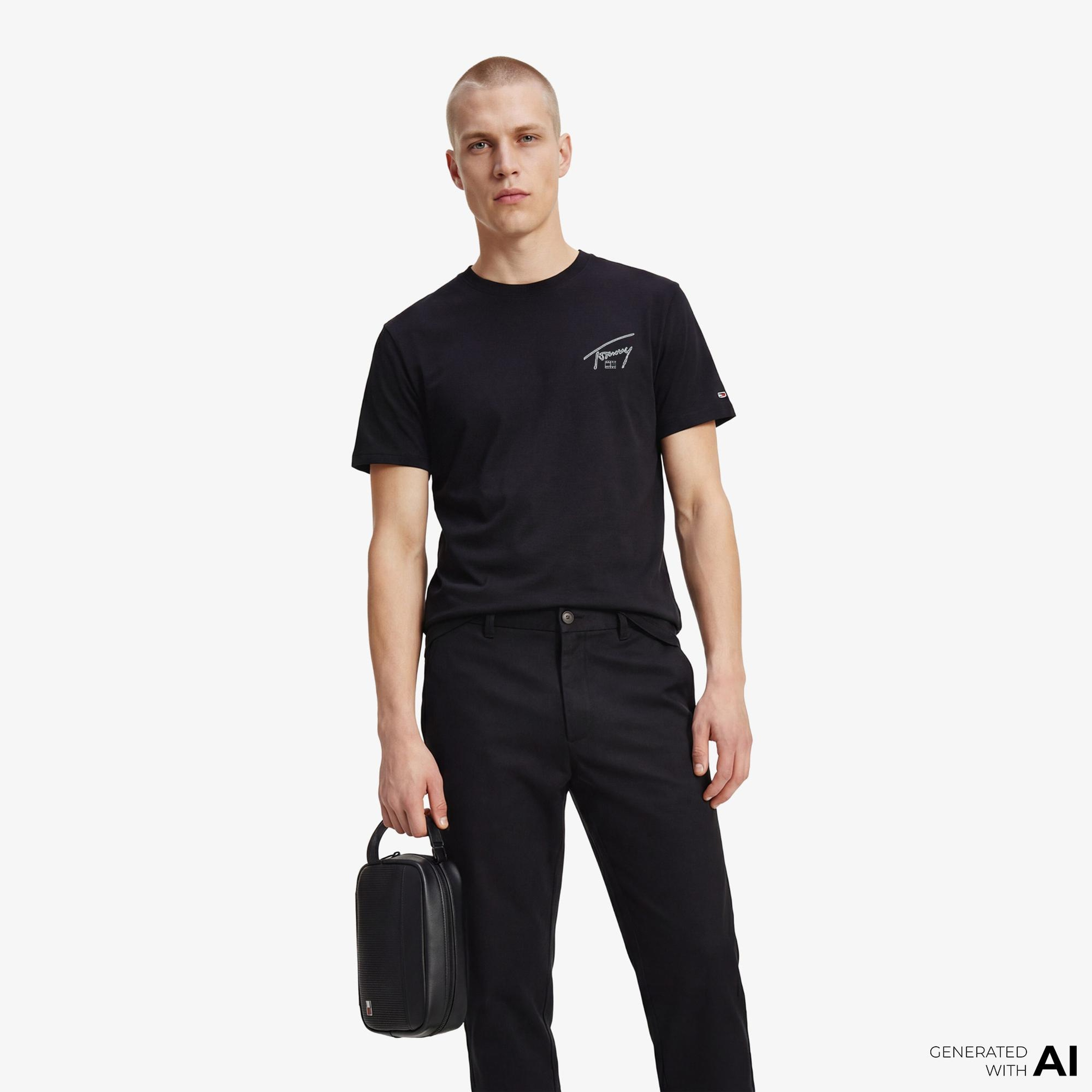 Tommy Hilfiger Signature Erkek Siyah T-Shirt