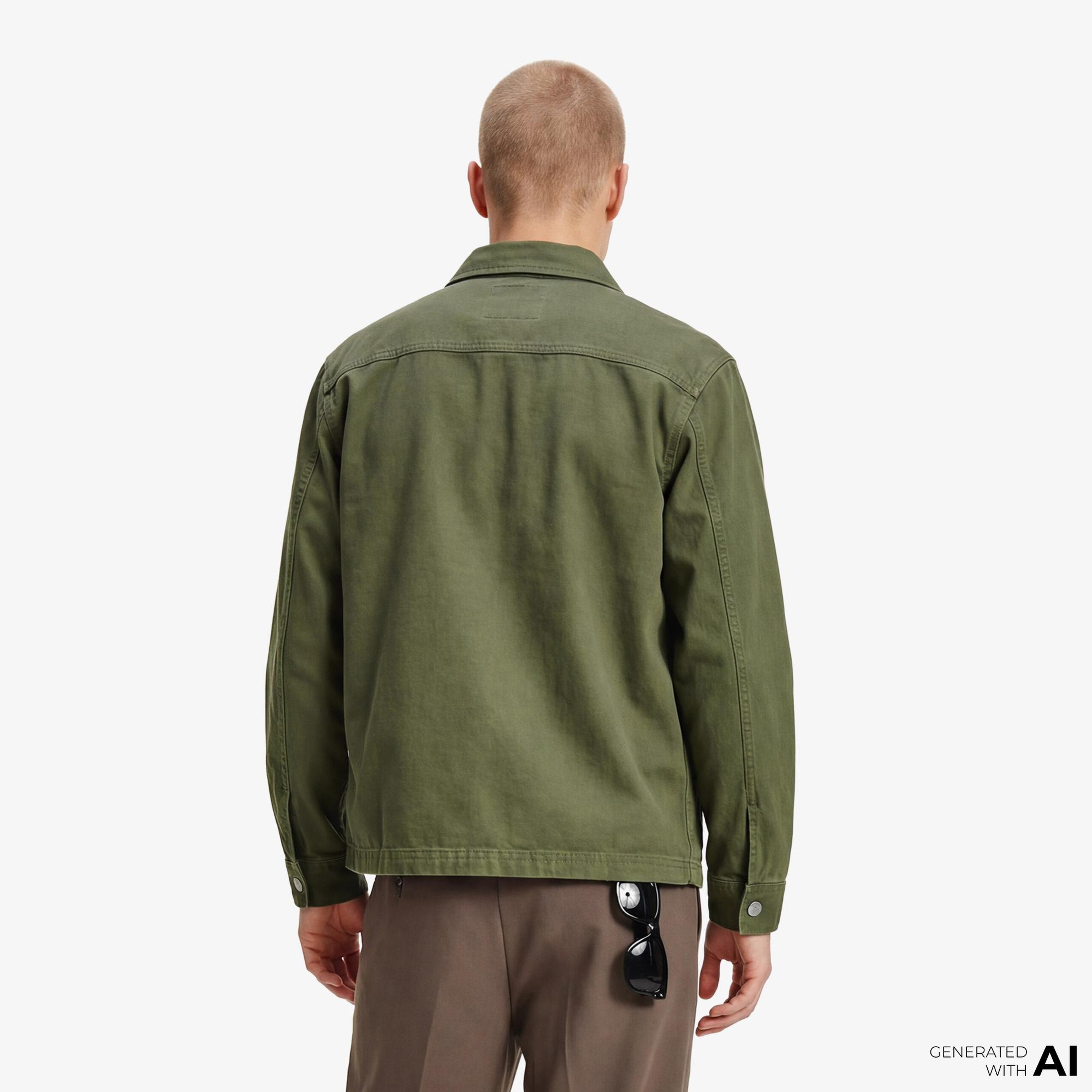 Tommy Hilfiger Overshirt Erkek Yeşil Gömlek