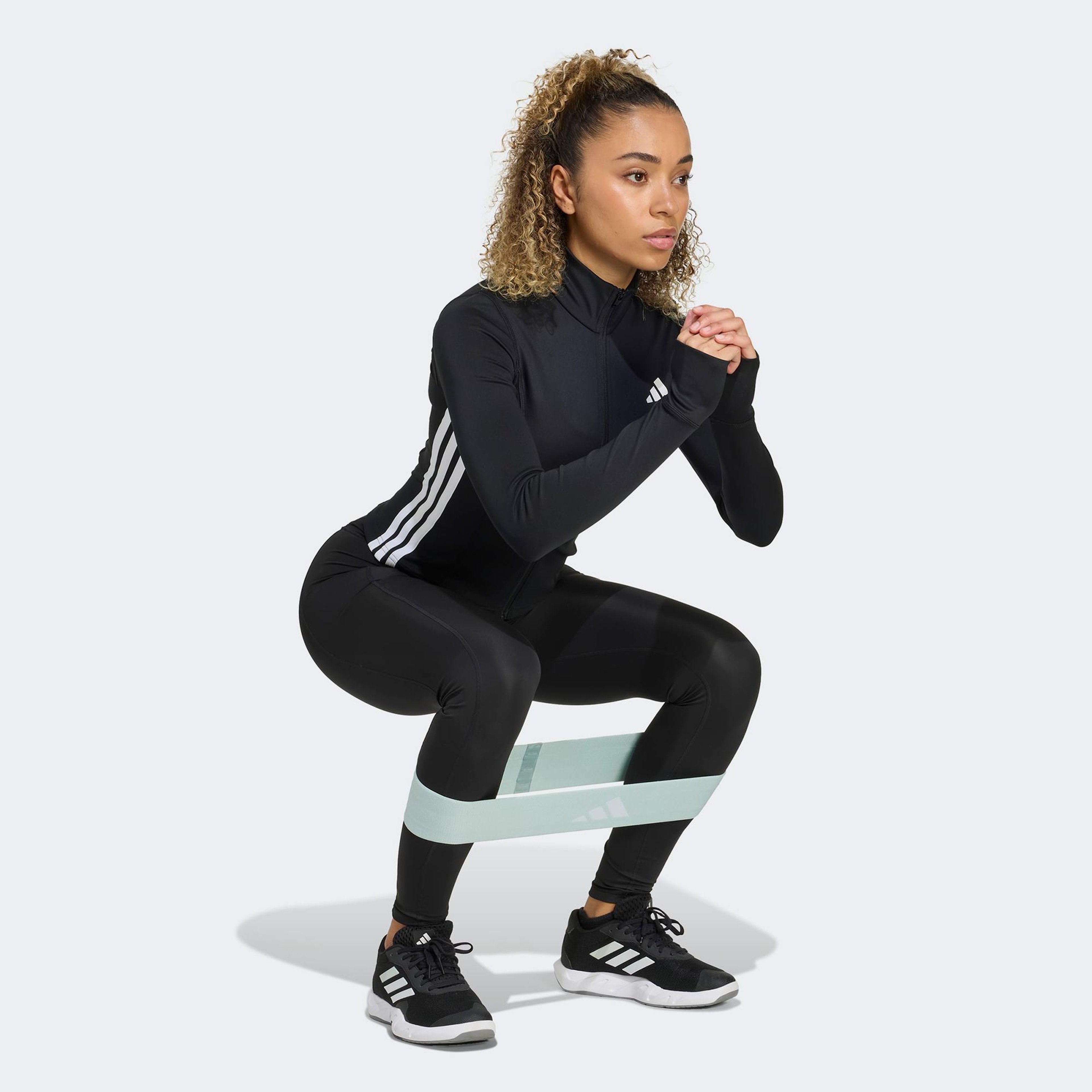 adidas Workout Essentials 3-Stripes Kadın Siyah Eşofman Üstü