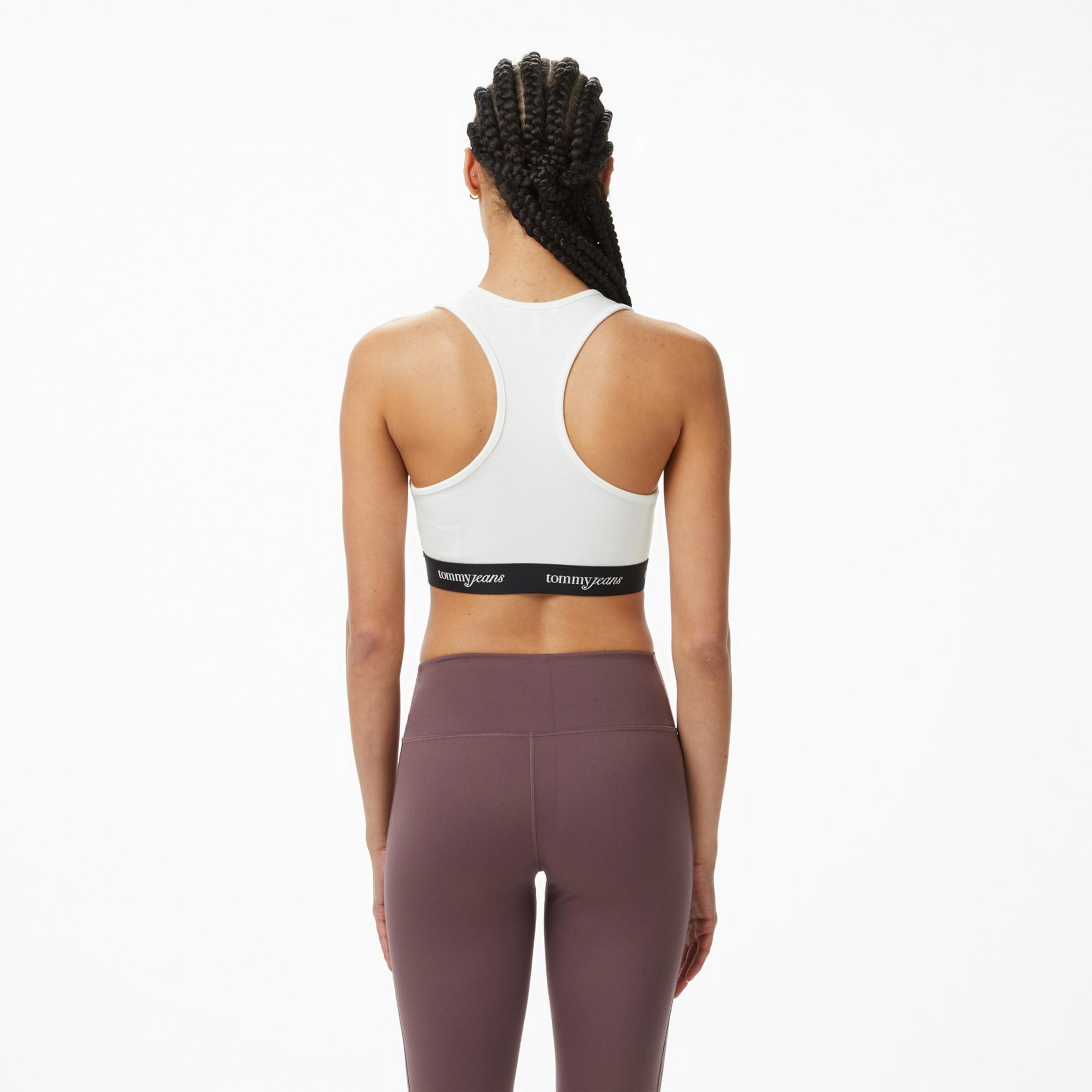 Tommy Hilfiger Logo Tape Kadın Beyaz T-Shirt