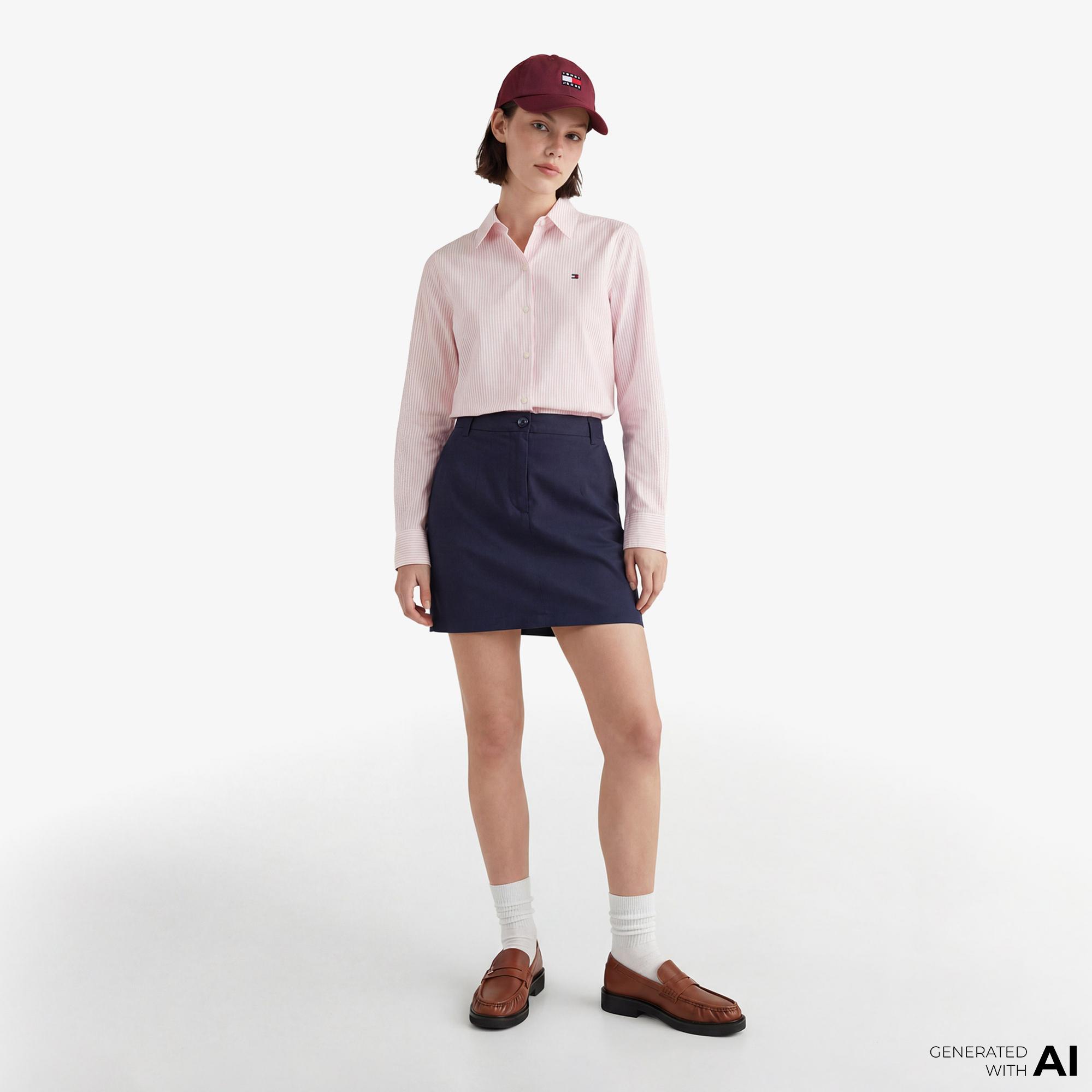 Tommy Hilfiger Essentials Poplin Kadın Pembe Gömlek