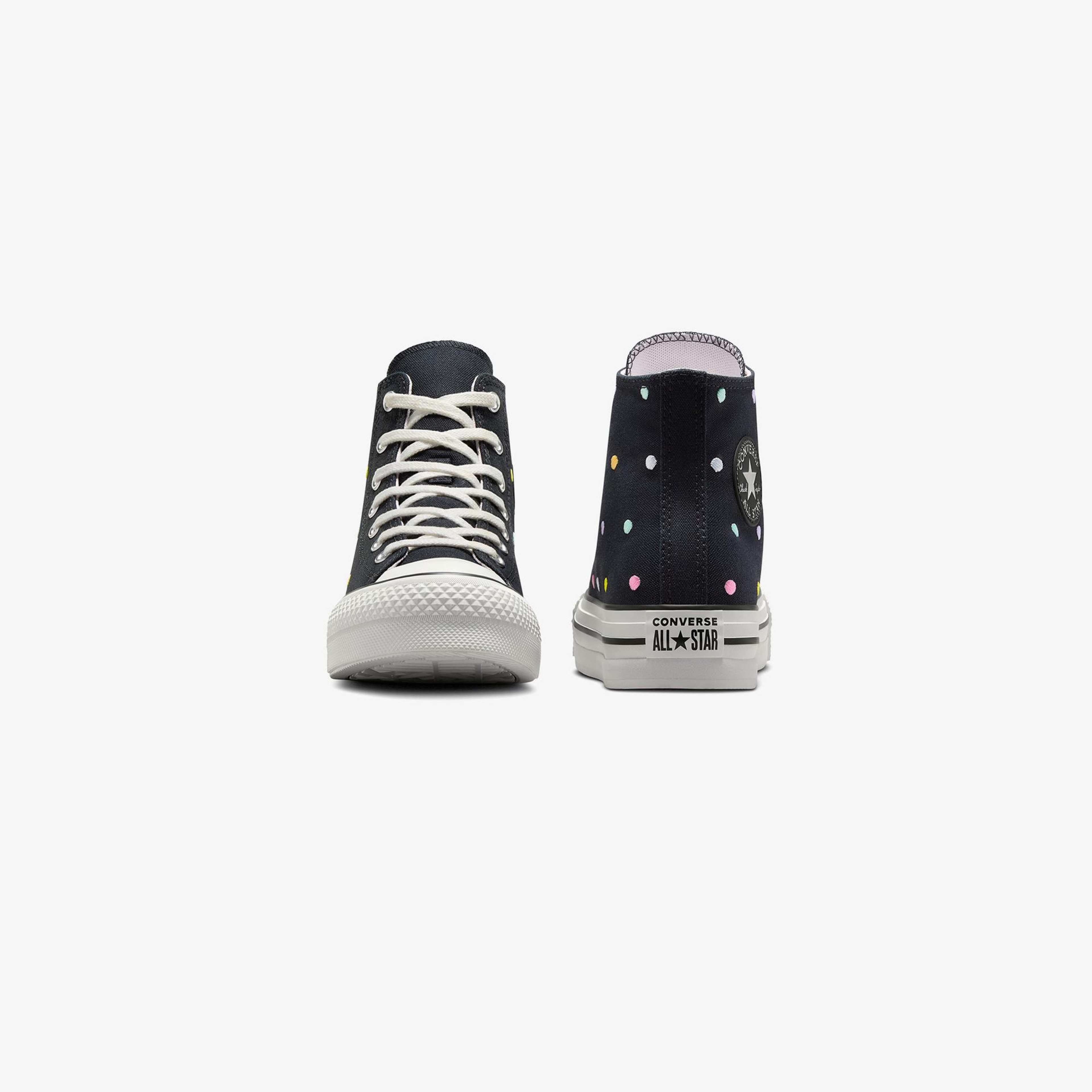 Converse Chuck Taylor All Star EVA Lift Polka Dots Çocuk Siyah Platform Sneaker