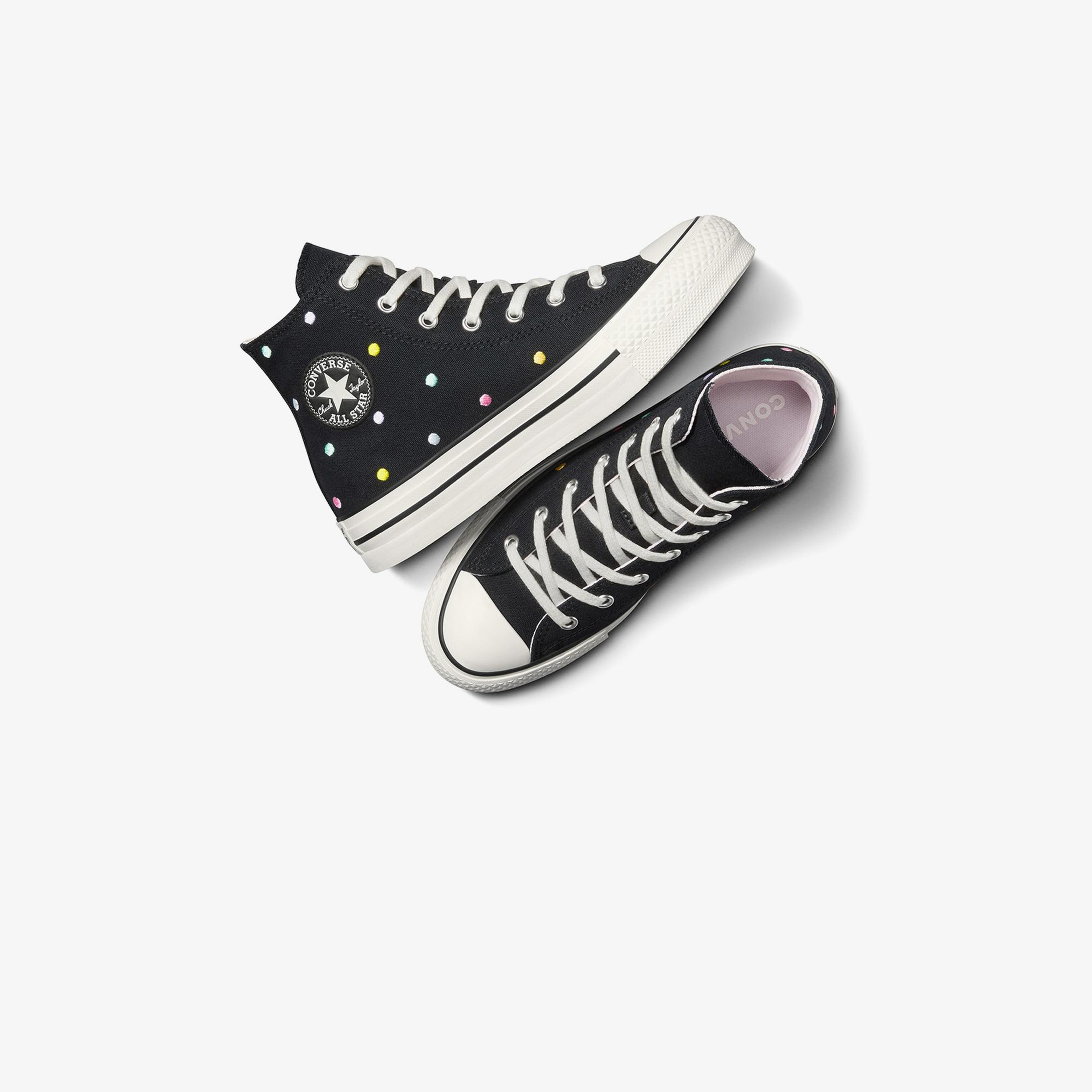 Converse Chuck Taylor All Star EVA Lift Polka Dots Çocuk Siyah Platform Sneaker