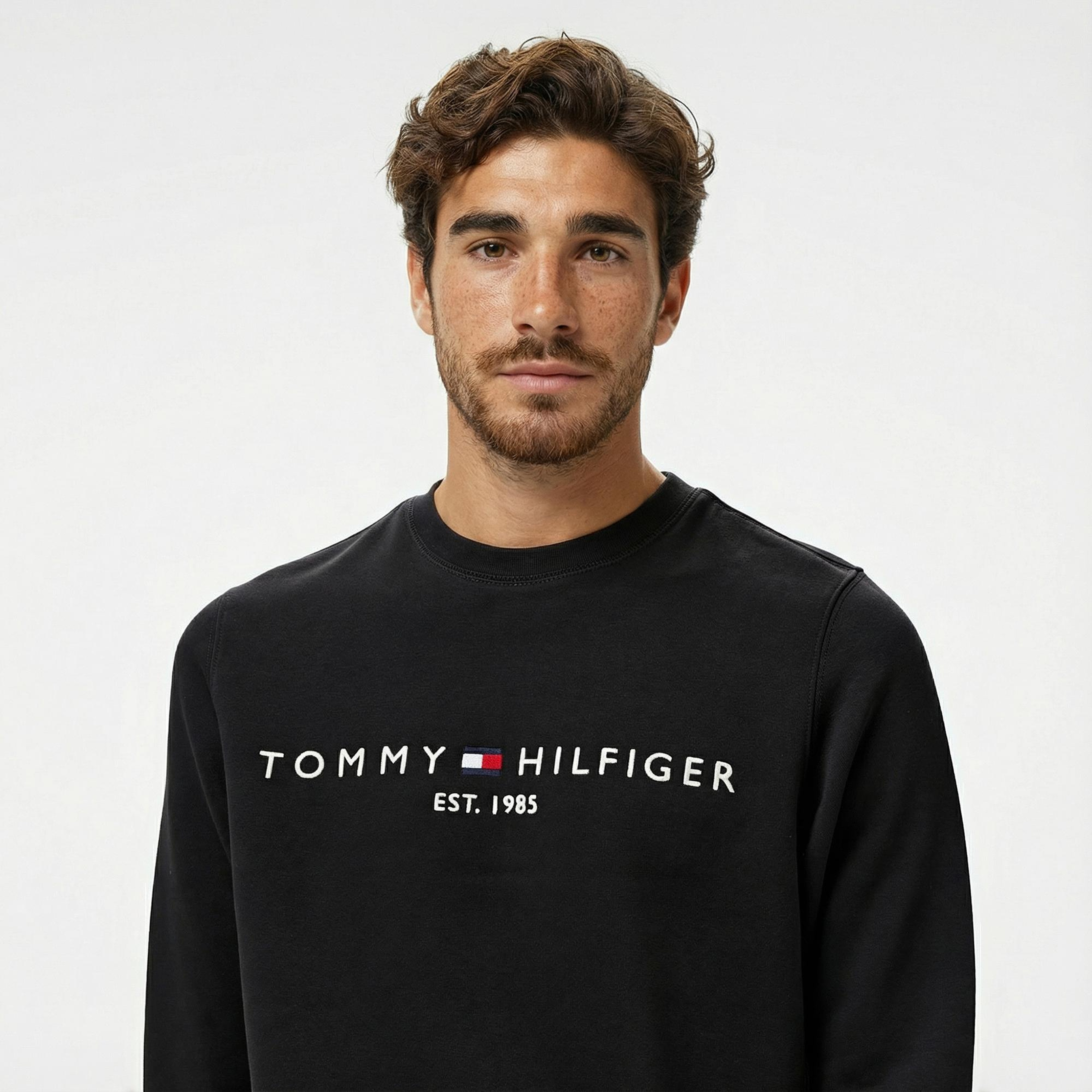 Tommy Hilfiger Tommy Logo Erkek Siyah Sweatshirt