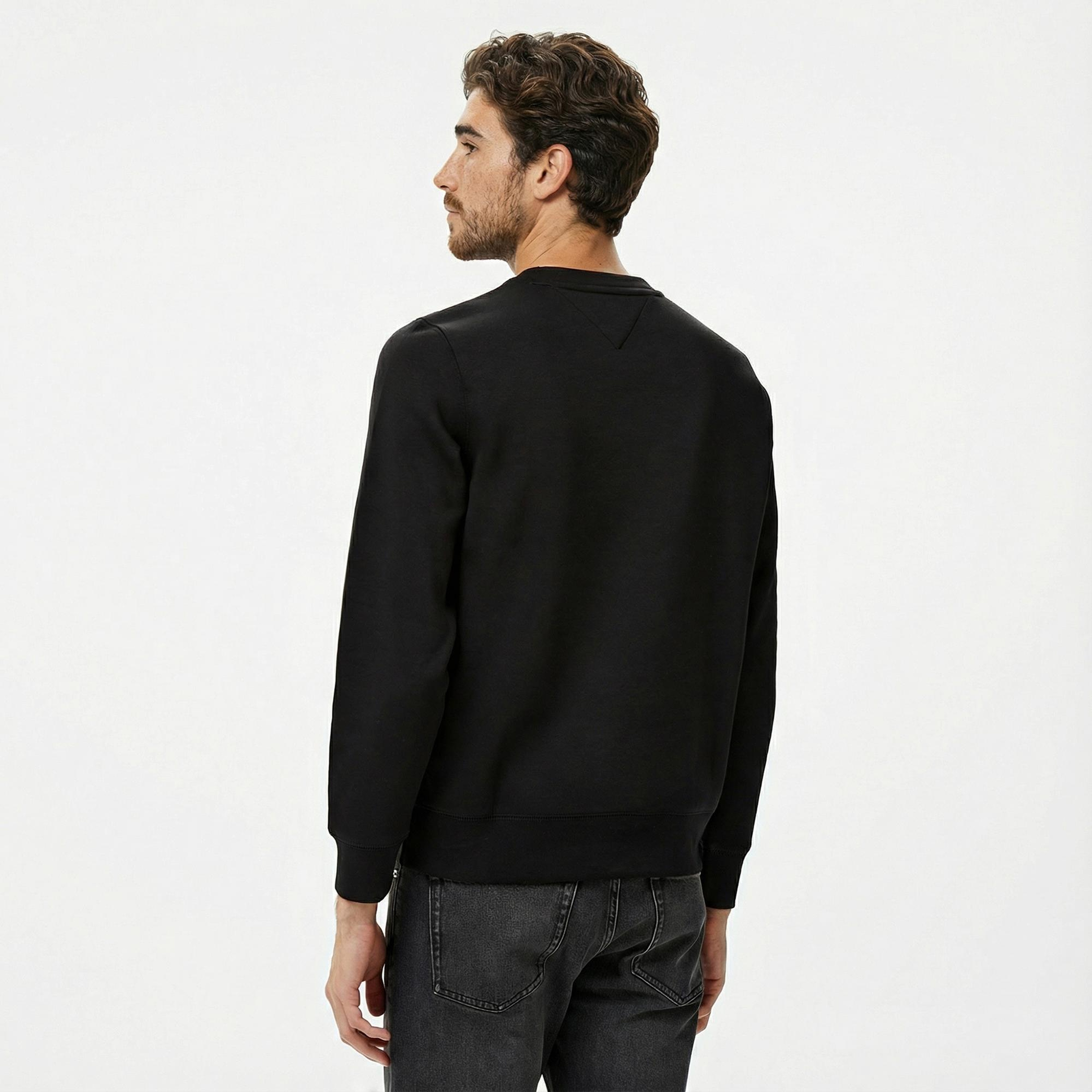 Tommy Hilfiger Tommy Logo Erkek Siyah Sweatshirt