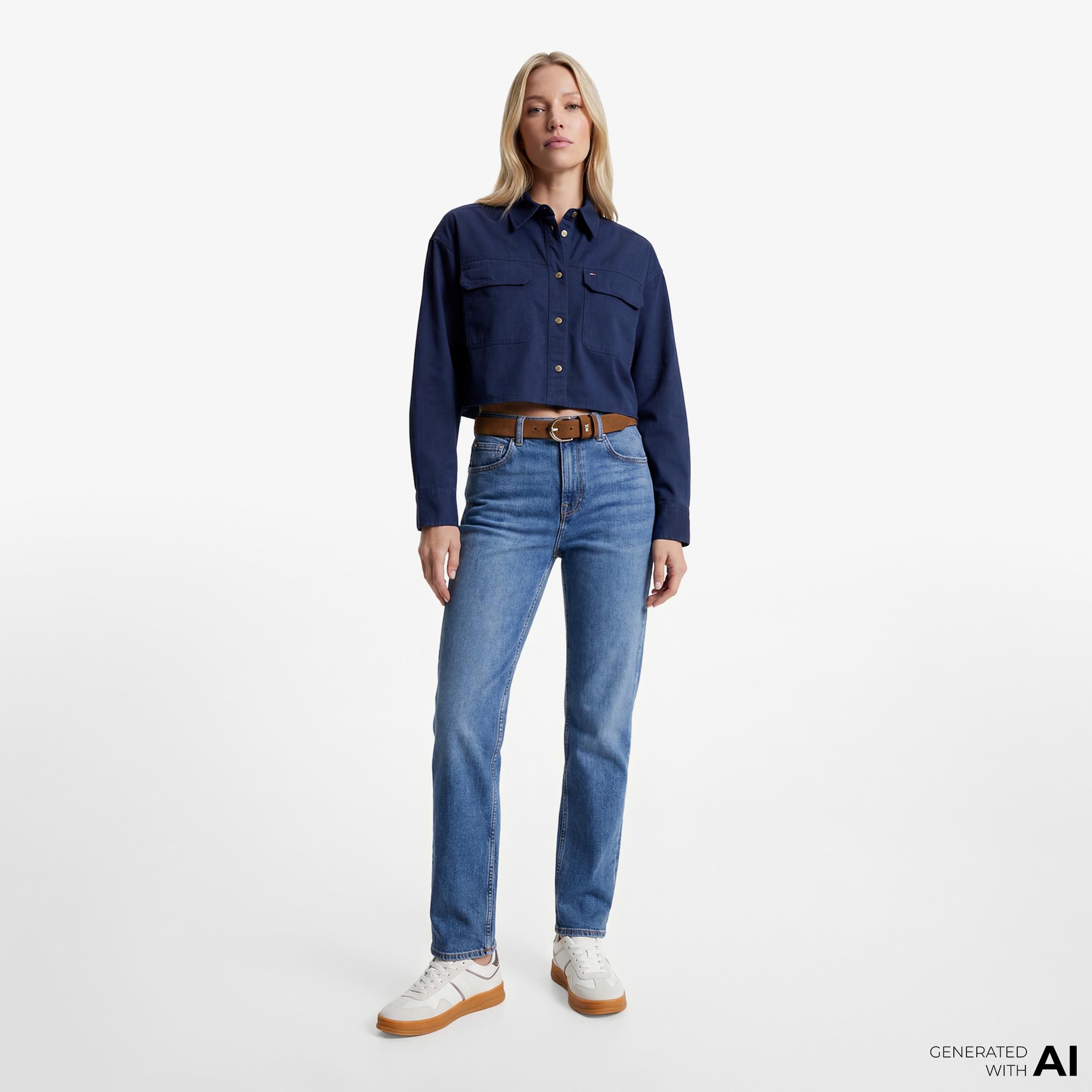 Tommy Hilfiger Modern Prep Kadın Lacivert Gömlek