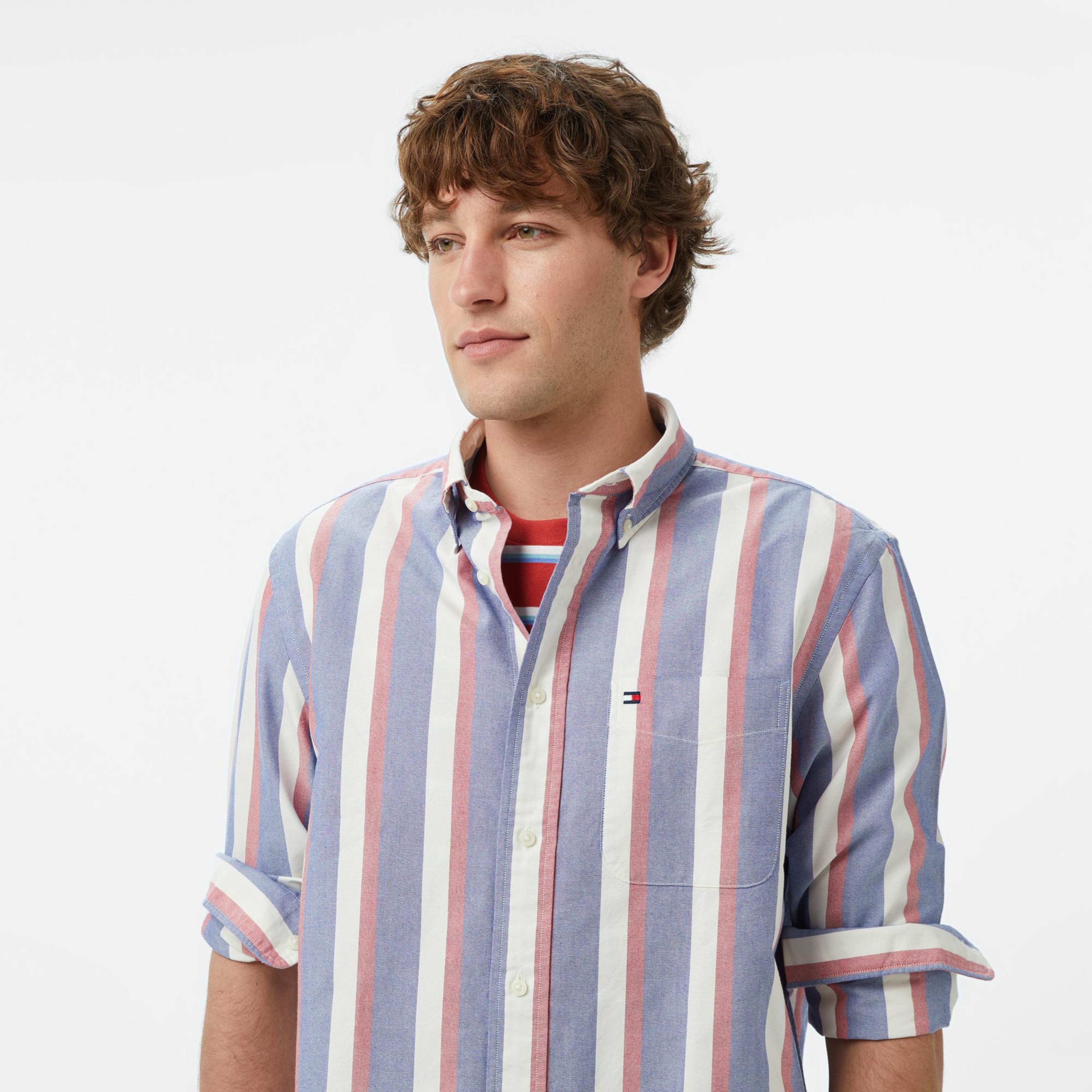 Tommy Hilfiger Seasonal Pattern Erkek Mavi Gömlek