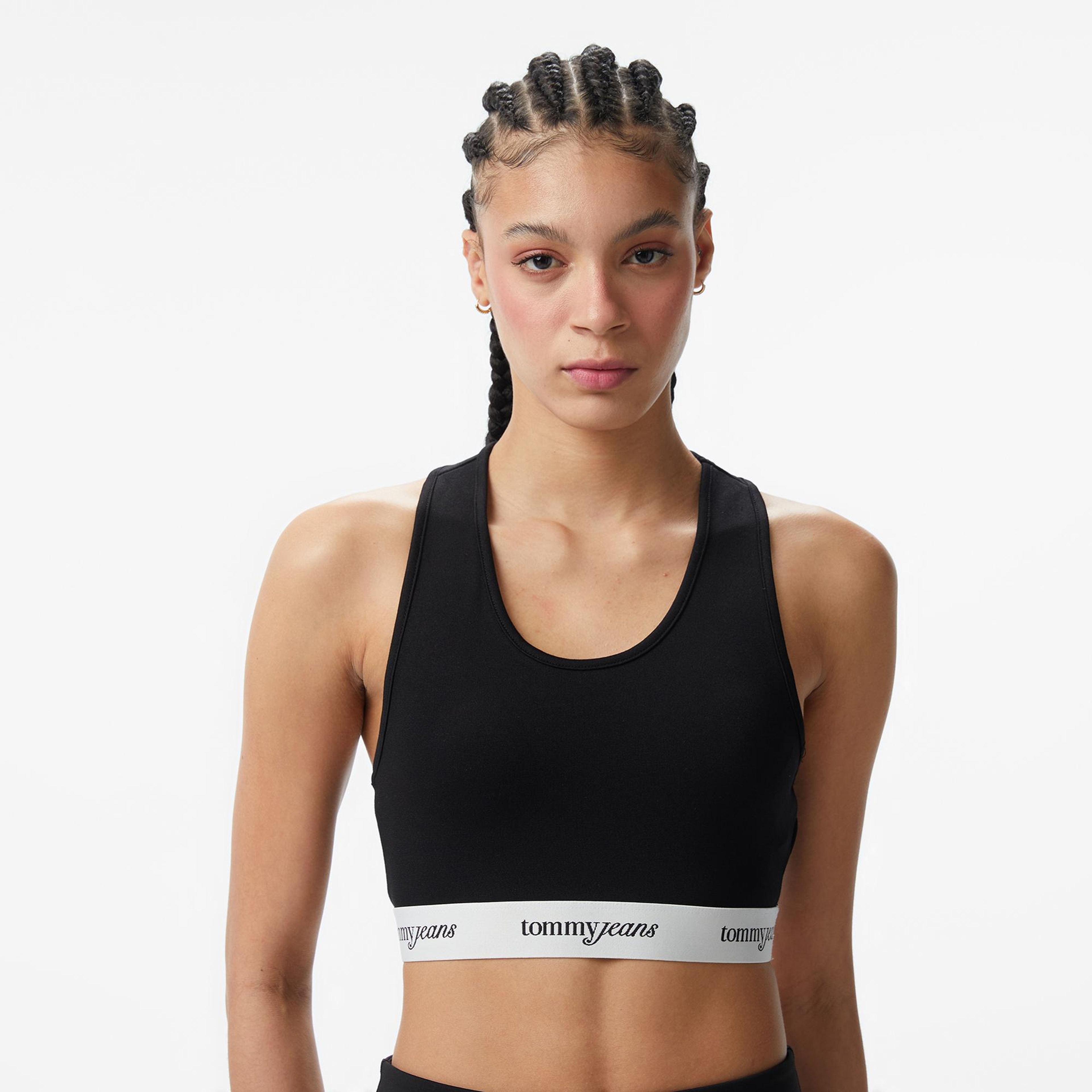 Tommy Hilfiger Logo Tape Kadın Siyah T-Shirt