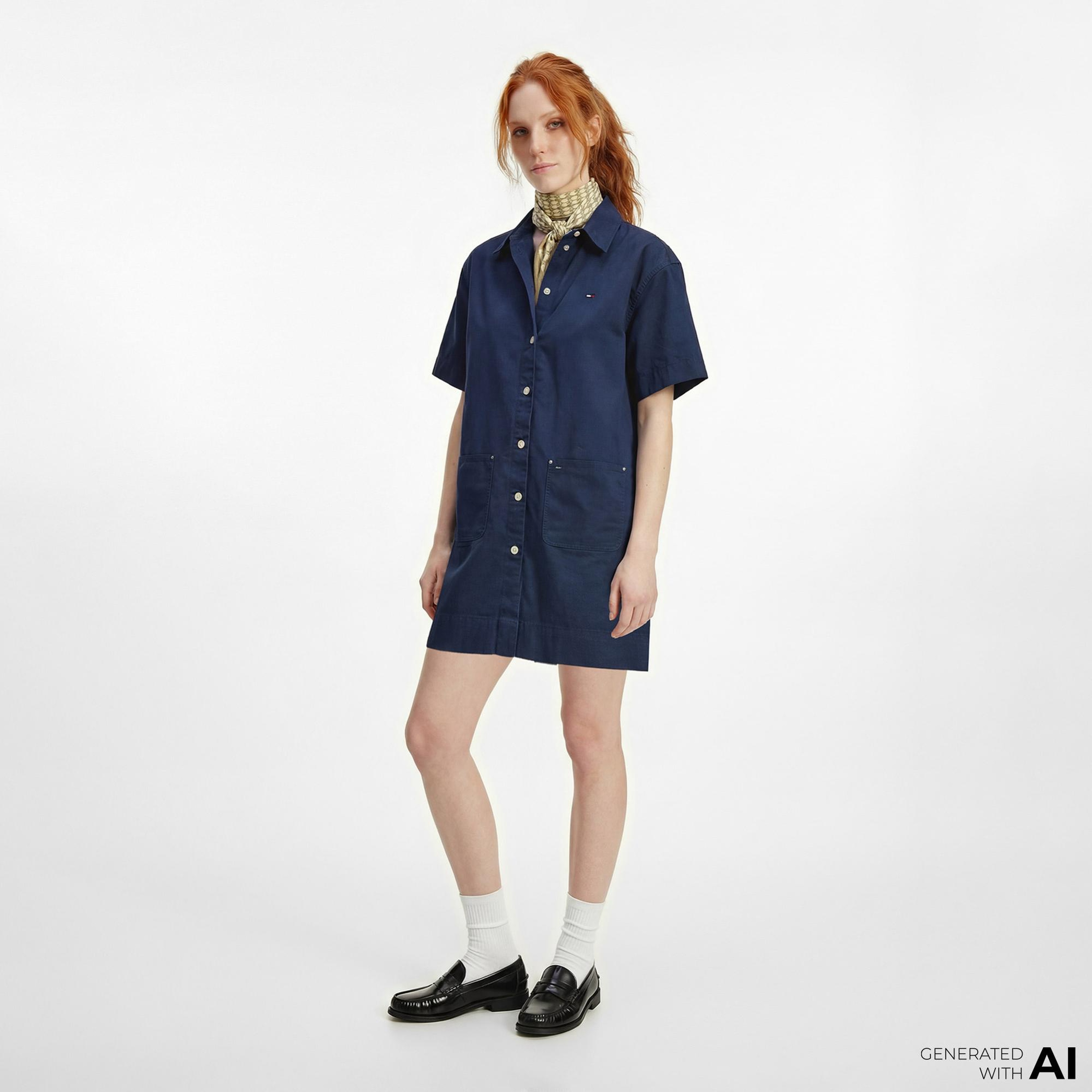 Tommy Hilfiger Modern Prep Kadın Lacivert Elbise