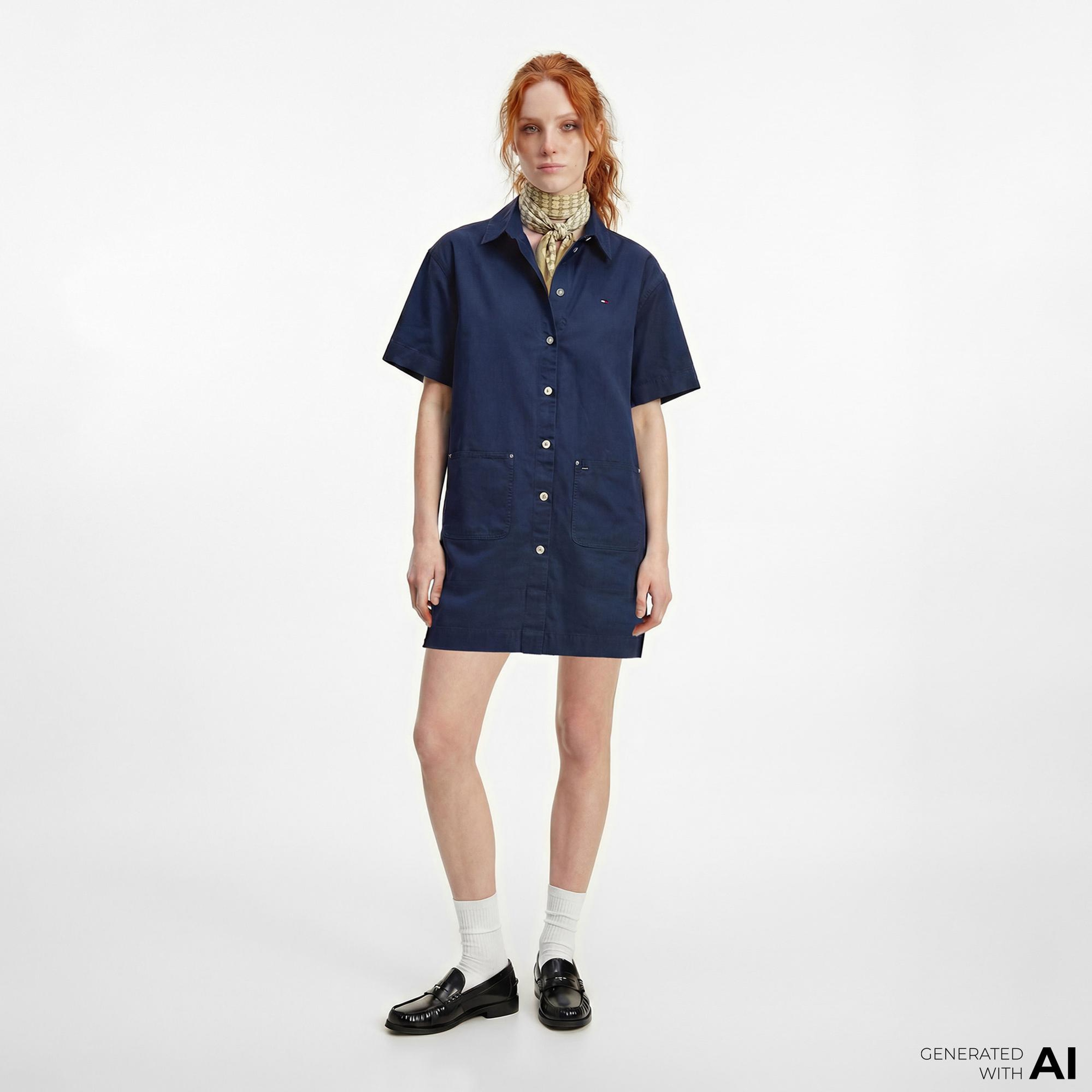 Tommy Hilfiger Modern Prep Kadın Lacivert Elbise