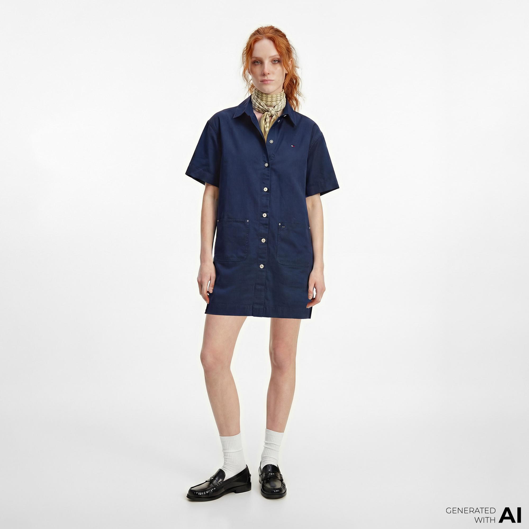 Tommy Hilfiger Modern Prep Kadın Lacivert Elbise