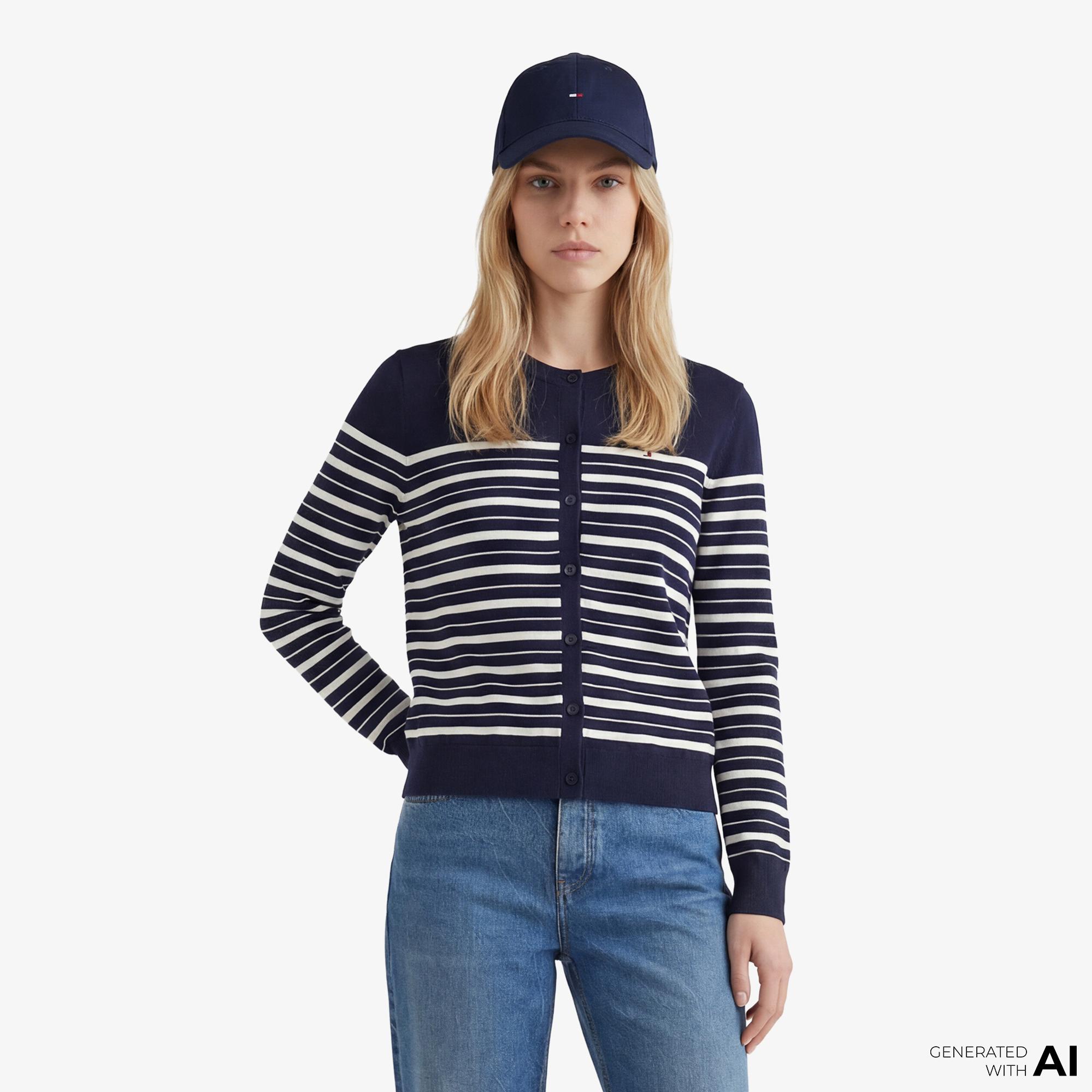 Tommy Hilfiger Jersey Fine Kadın Lacivert Triko