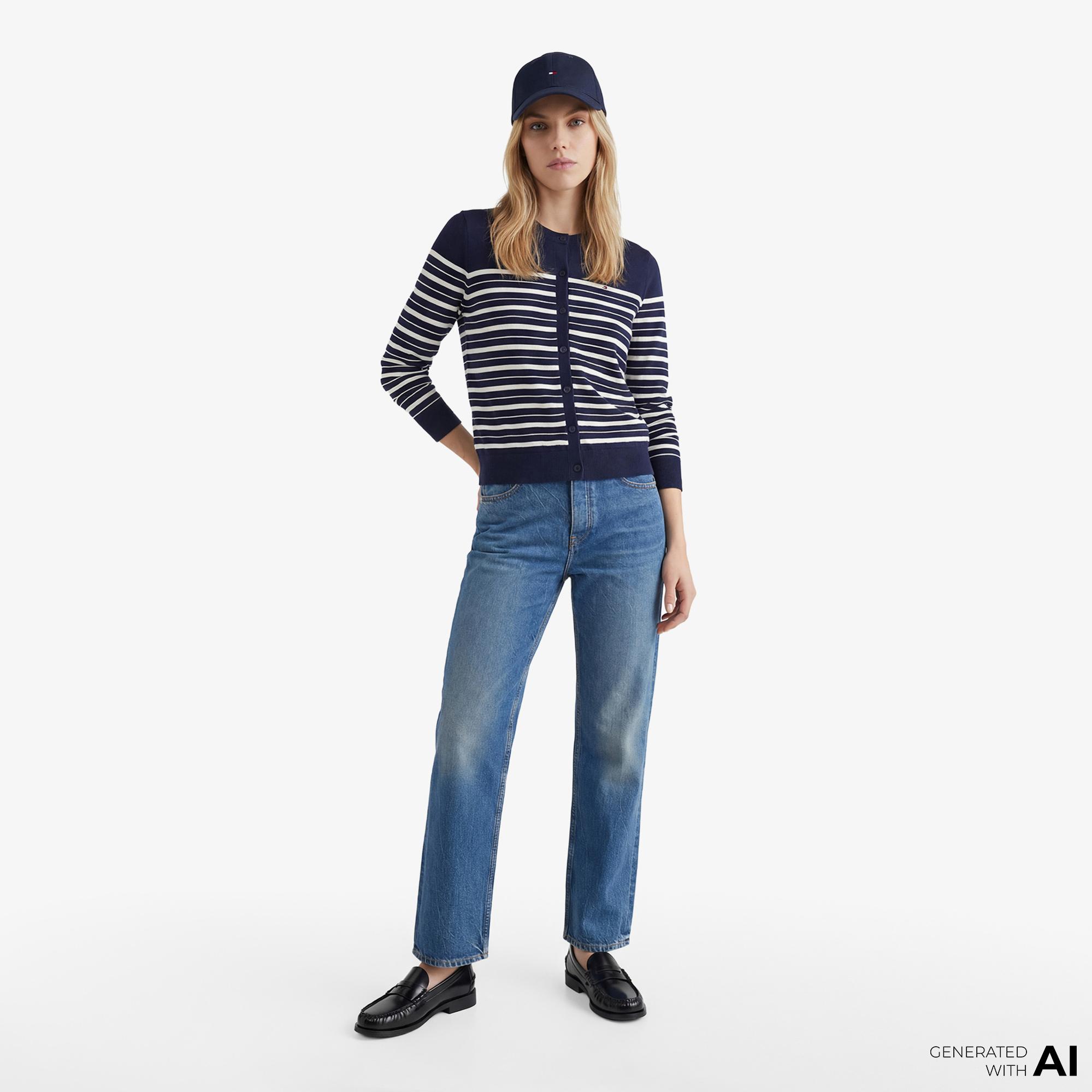 Tommy Hilfiger Jersey Fine Kadın Lacivert Triko