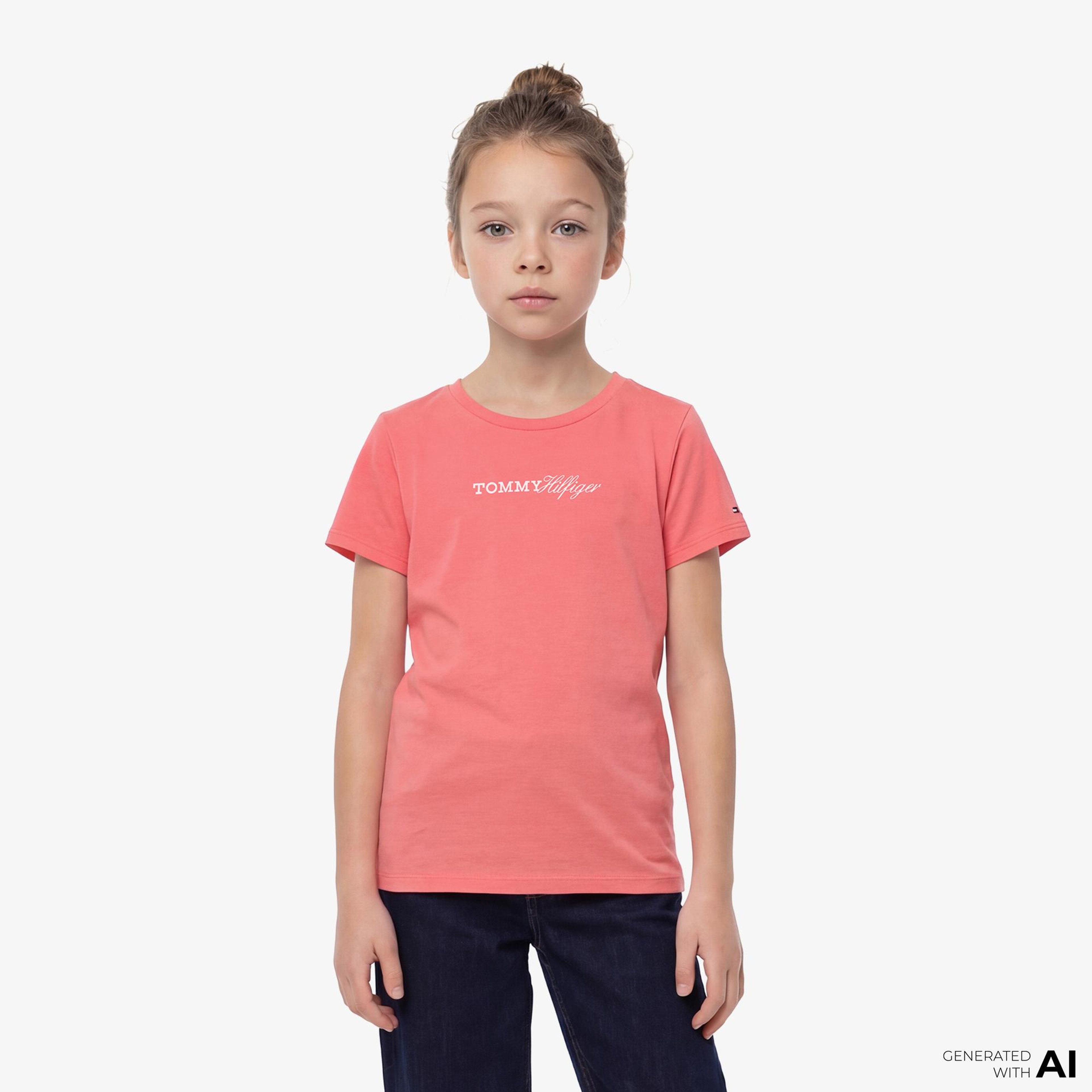 Tommy Hilfiger Script Çocuk Pembe T-Shirt
