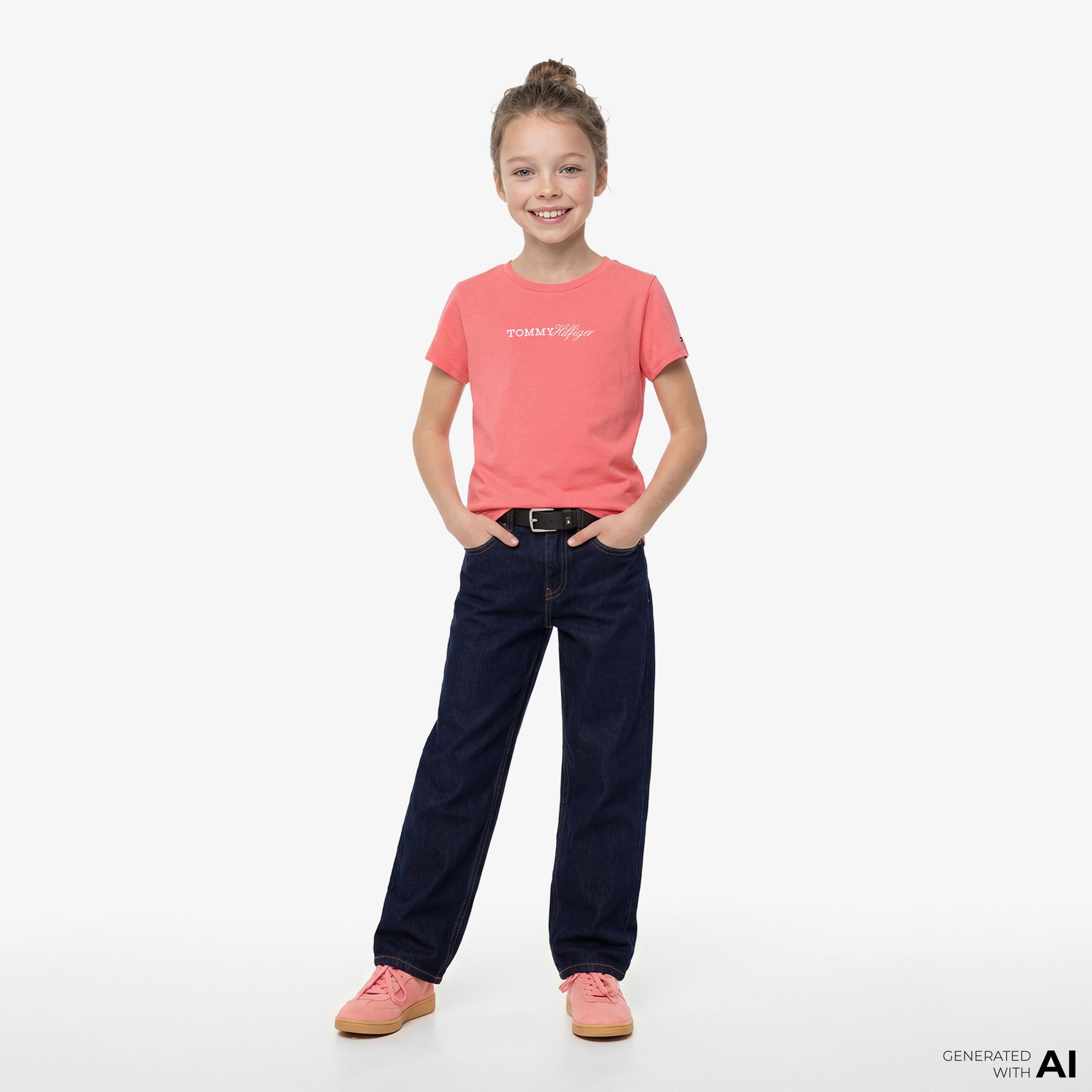 Tommy Hilfiger Script Çocuk Pembe T-Shirt