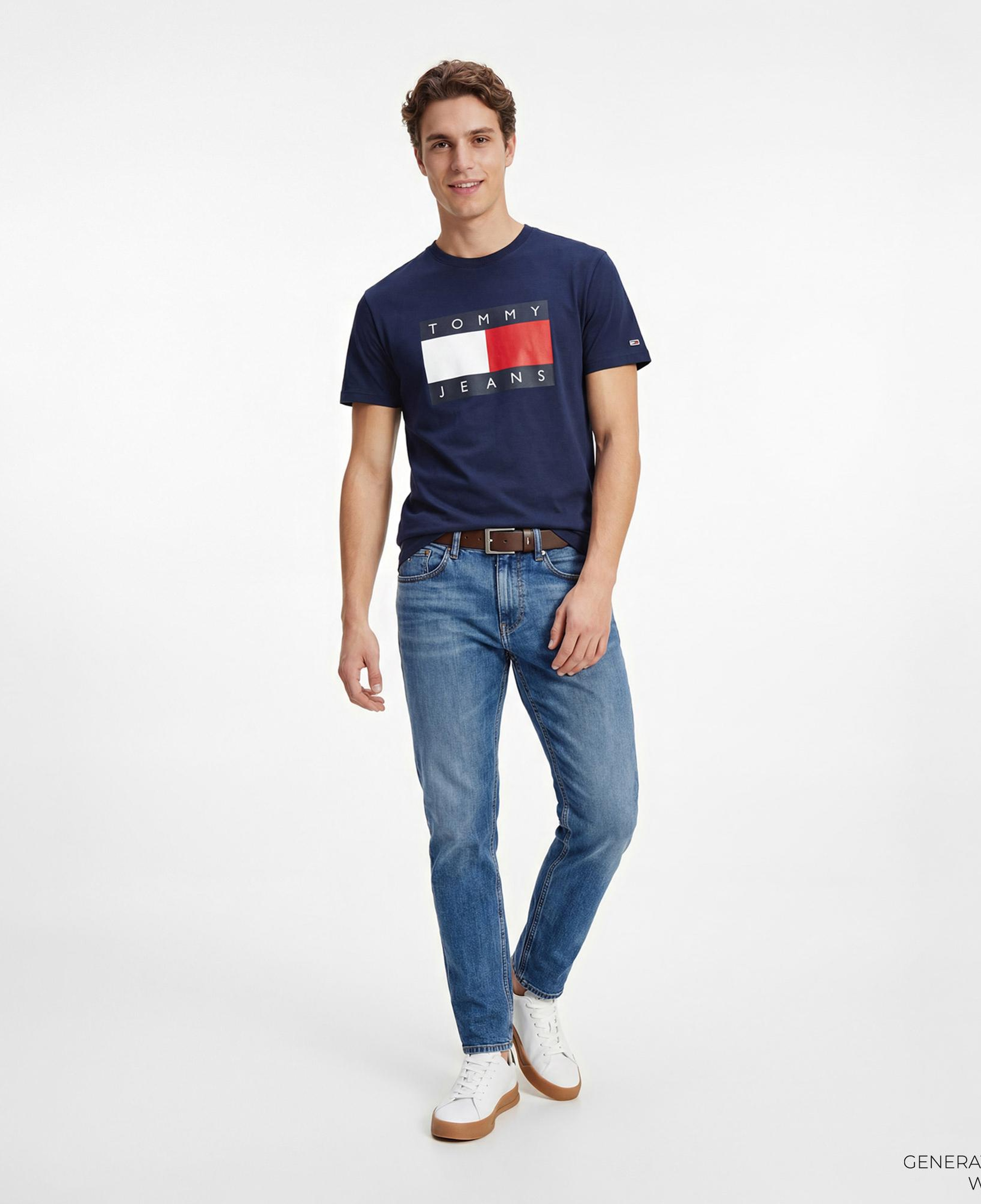 Tommy Hilfiger Flag Erkek Lacivert T-Shirt