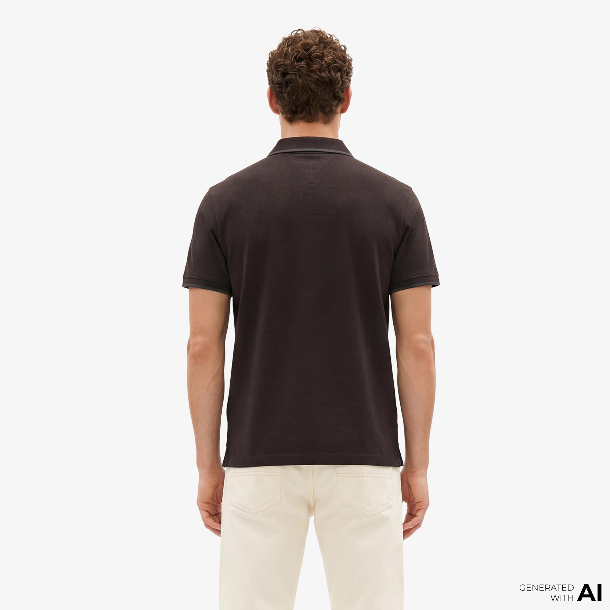 Tommy Hilfiger Seasonal Fabric Erkek Siyah Polo Yaka T-Shirt