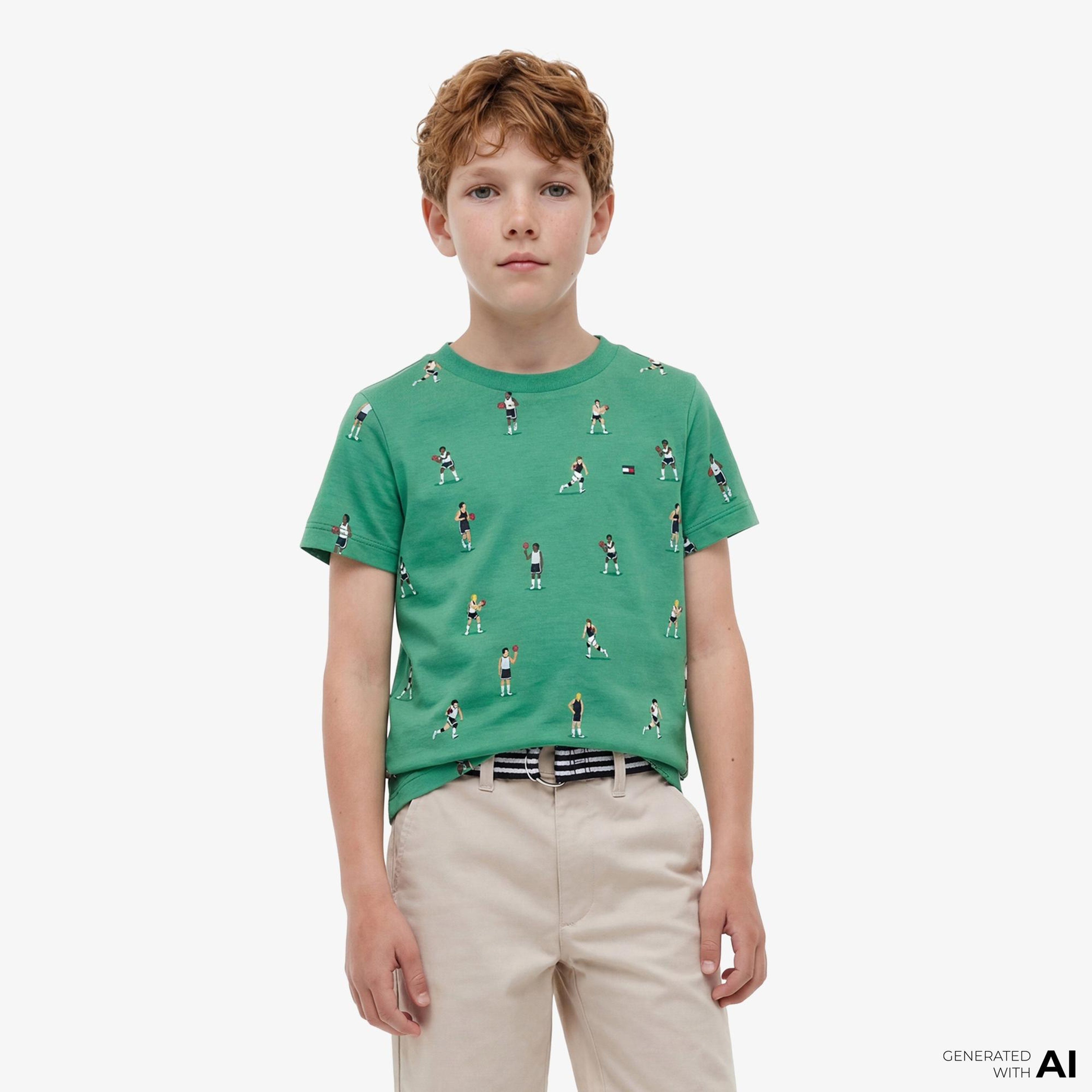 Tommy Hilfiger Little Çocuk Yeşil Crop T-Shirt