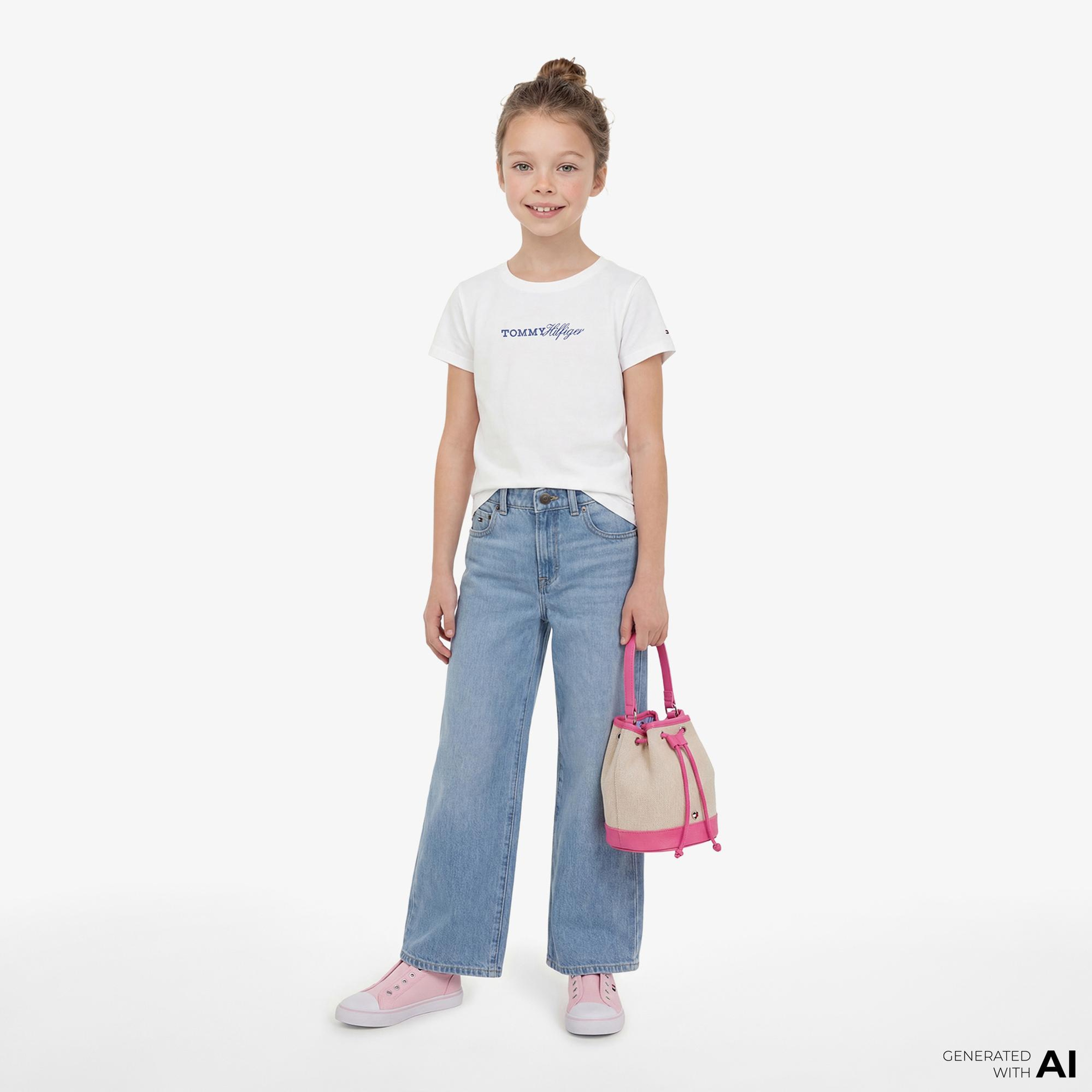 Tommy Hilfiger Script Çocuk Beyaz T-Shirt