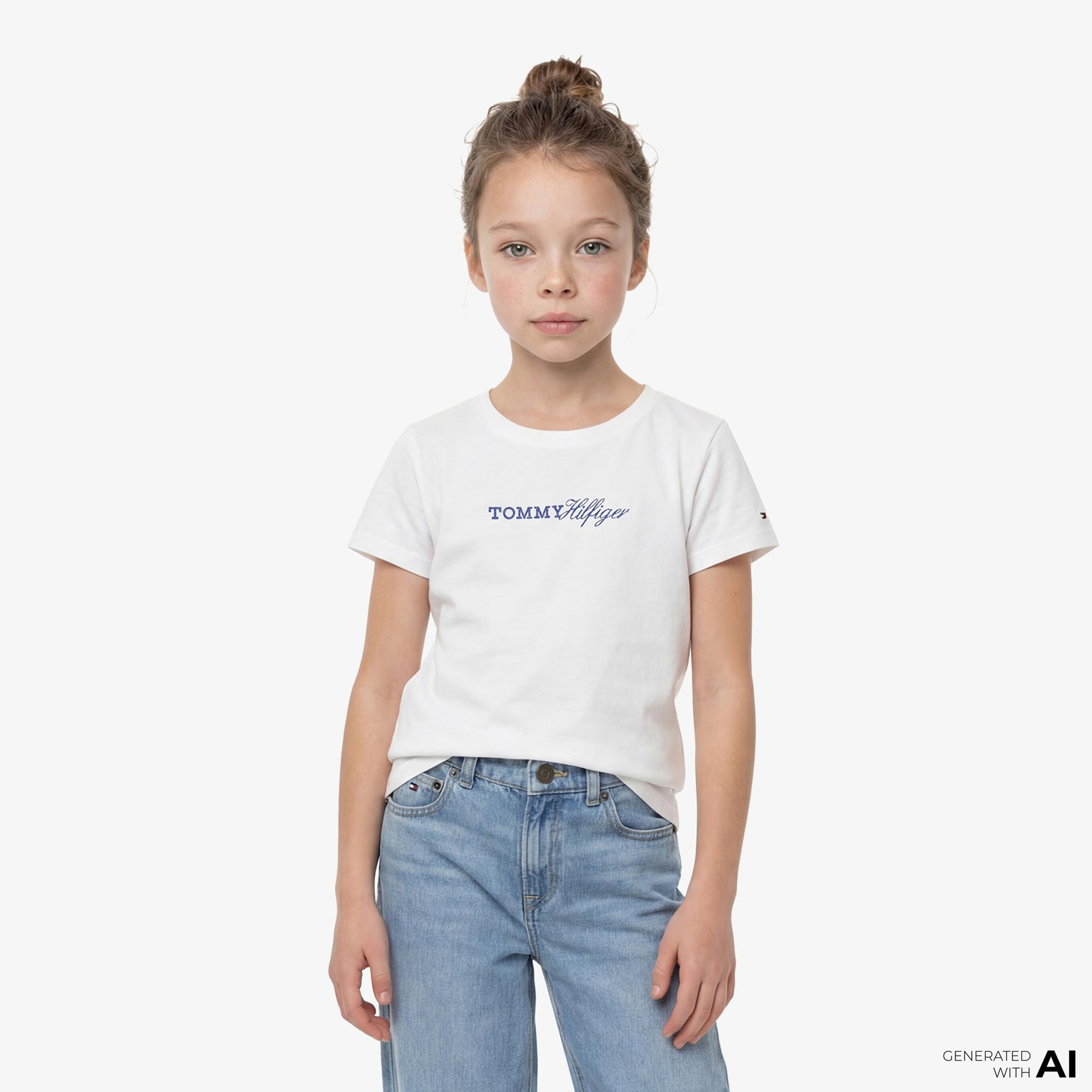 Tommy Hilfiger Script Çocuk Beyaz T-Shirt