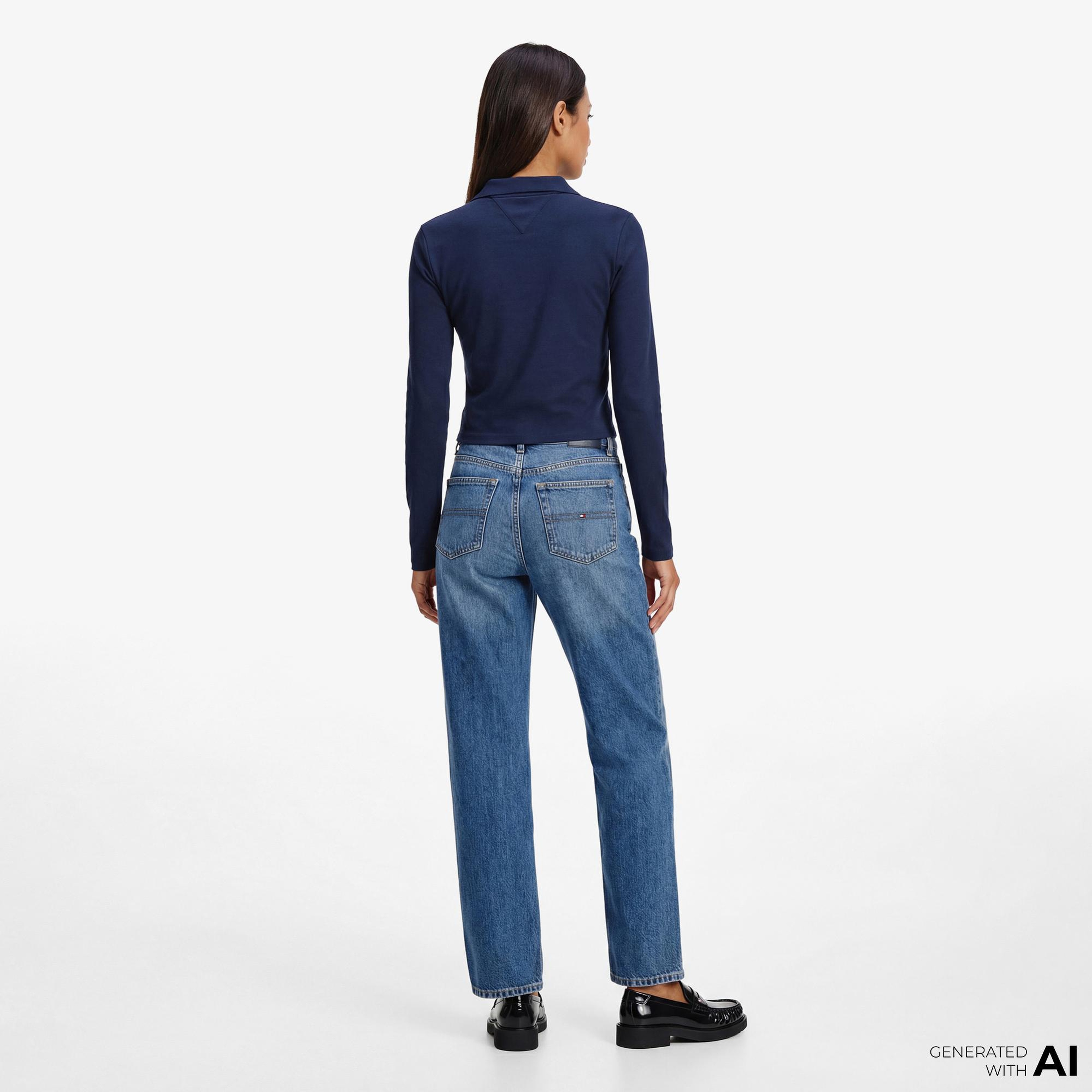 Tommy Hilfiger Modern Cody Kadın Lacivert Polo Yaka T-Shirt